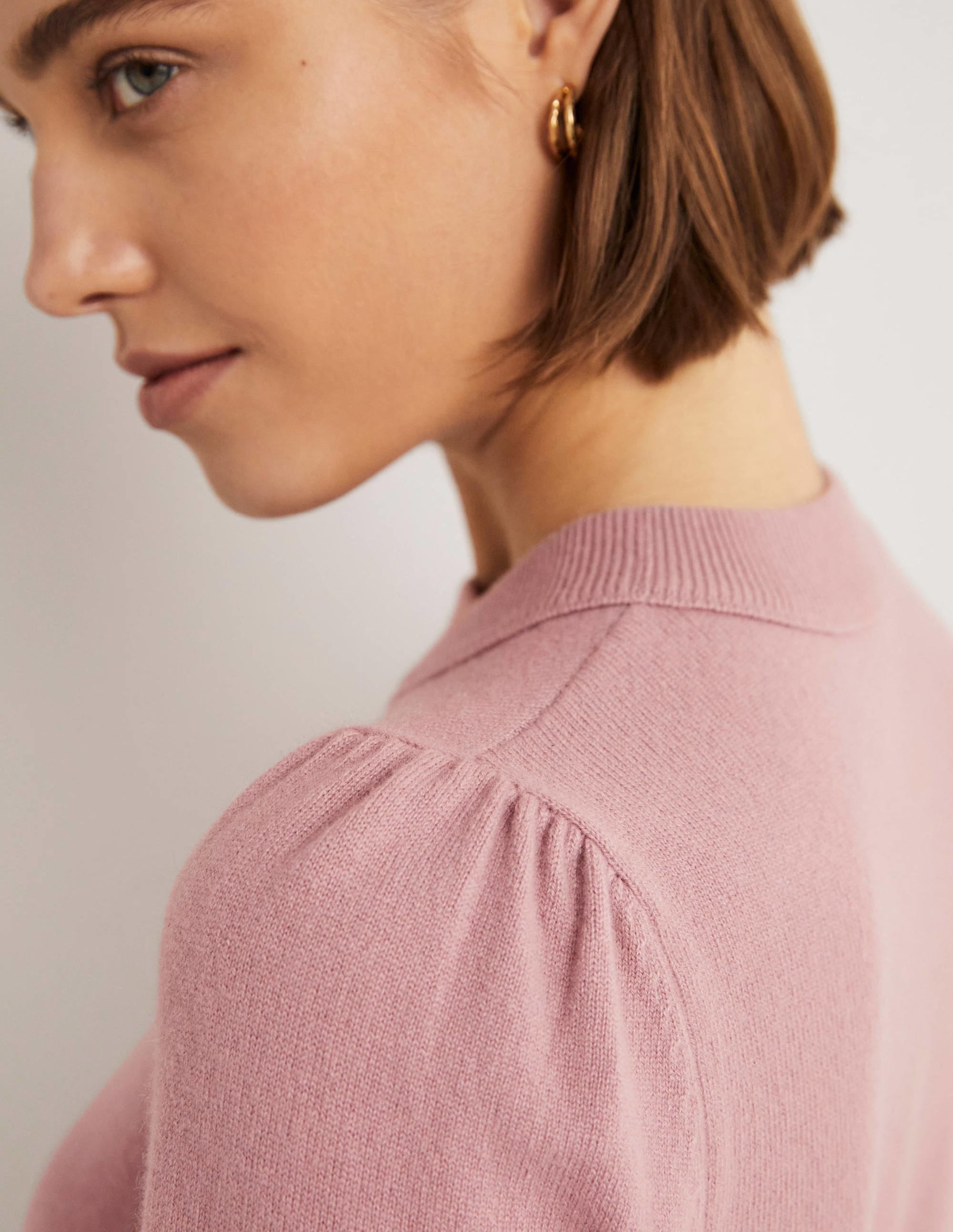 Cashmere Puff Shoulder Jumper-Violet Purple - Image 2