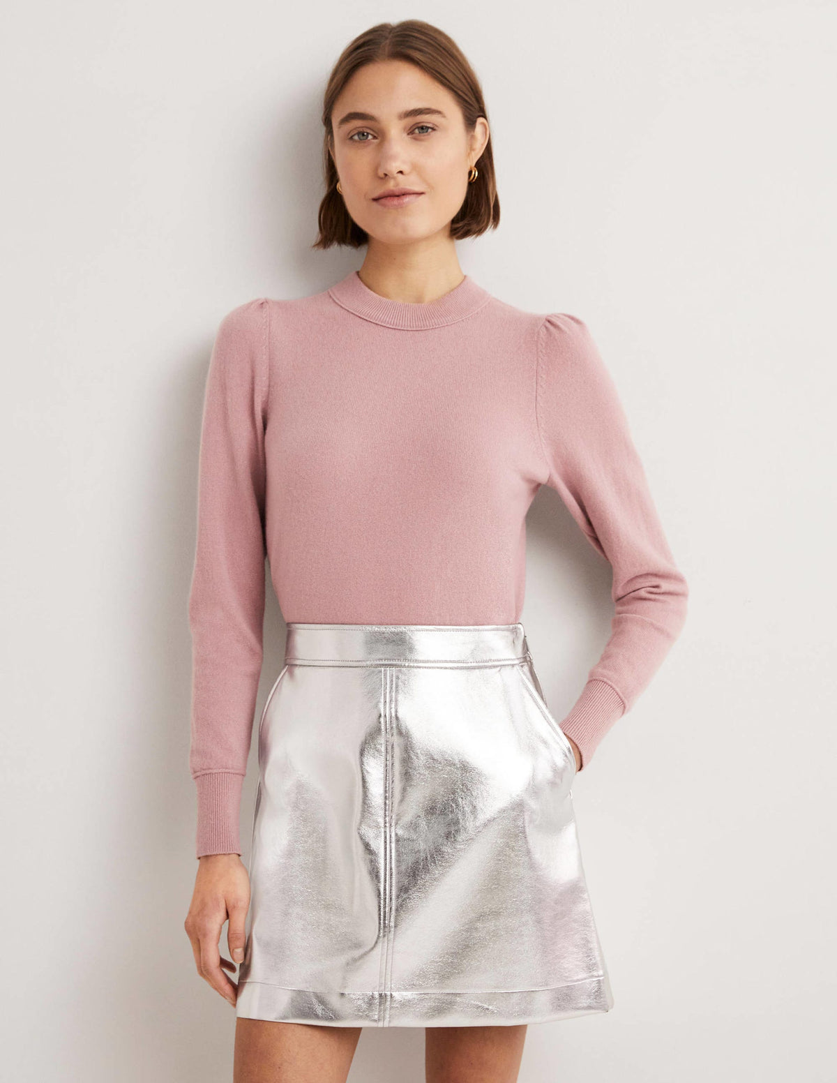 Cashmere Puff Shoulder Jumper-Violet Purple - Image 3