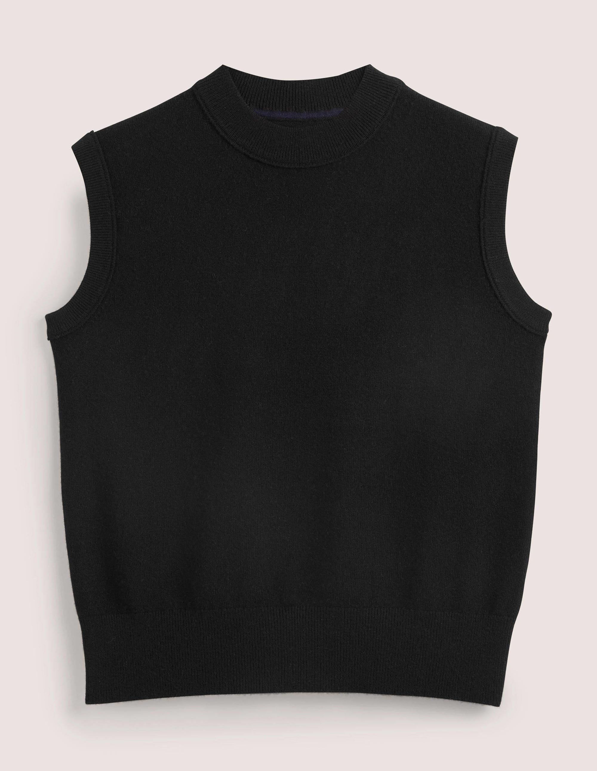 Cashmere Crew Neck Tank-Black - Image 5
