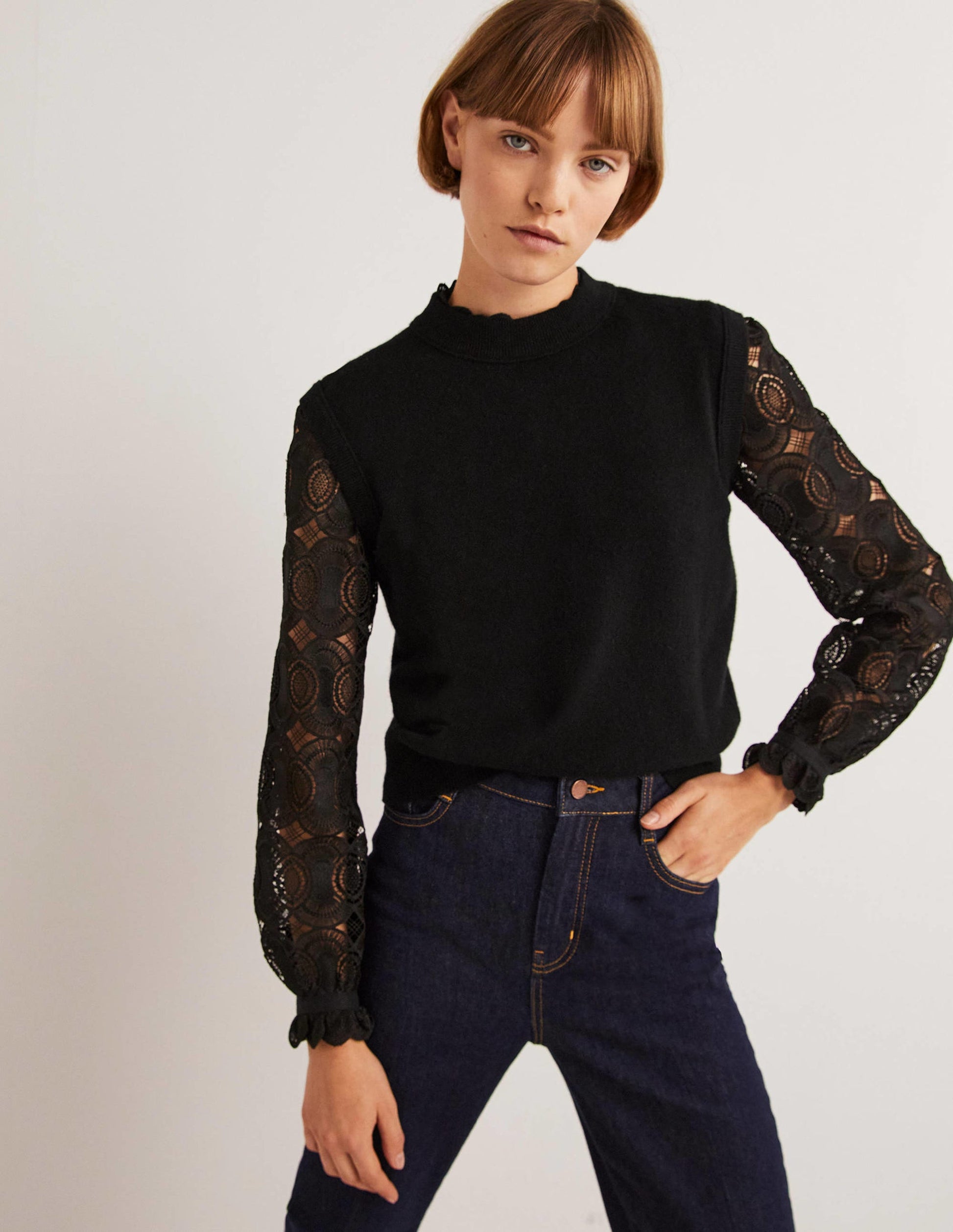 Cashmere Crew Neck Tank-Black-1