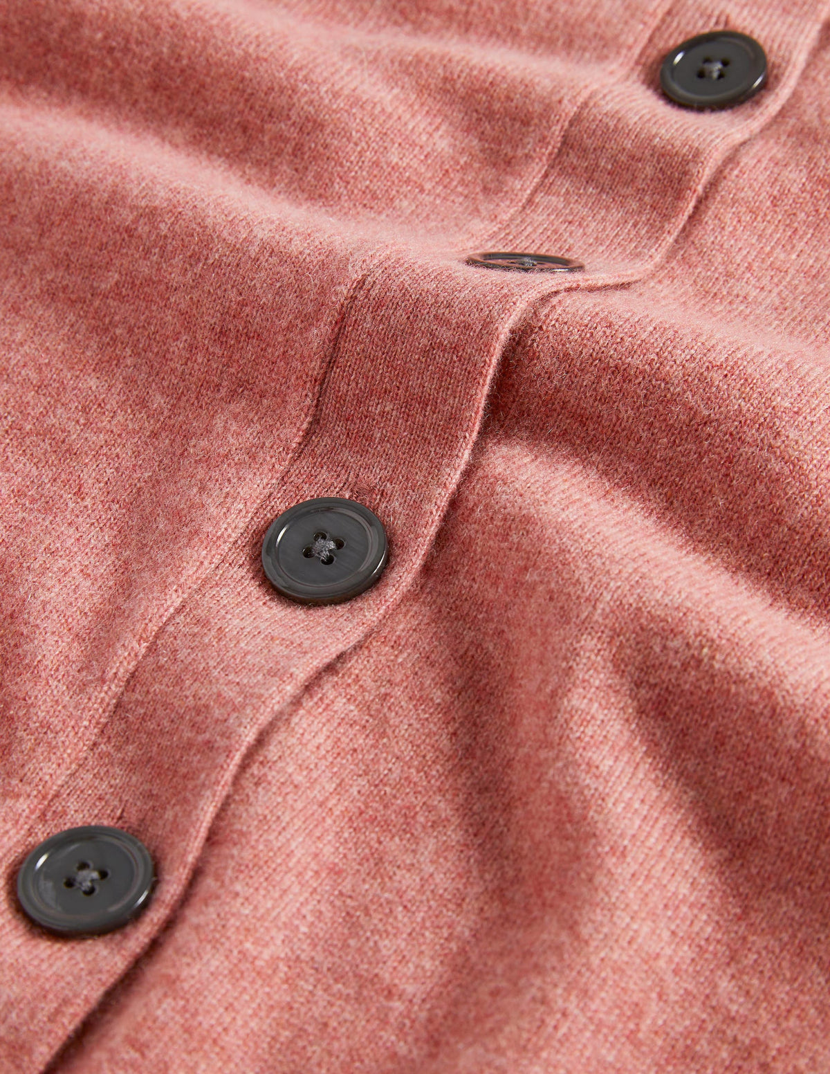 Cashmere Crew Neck Cardigan-Dusty Red Melange - Image 6