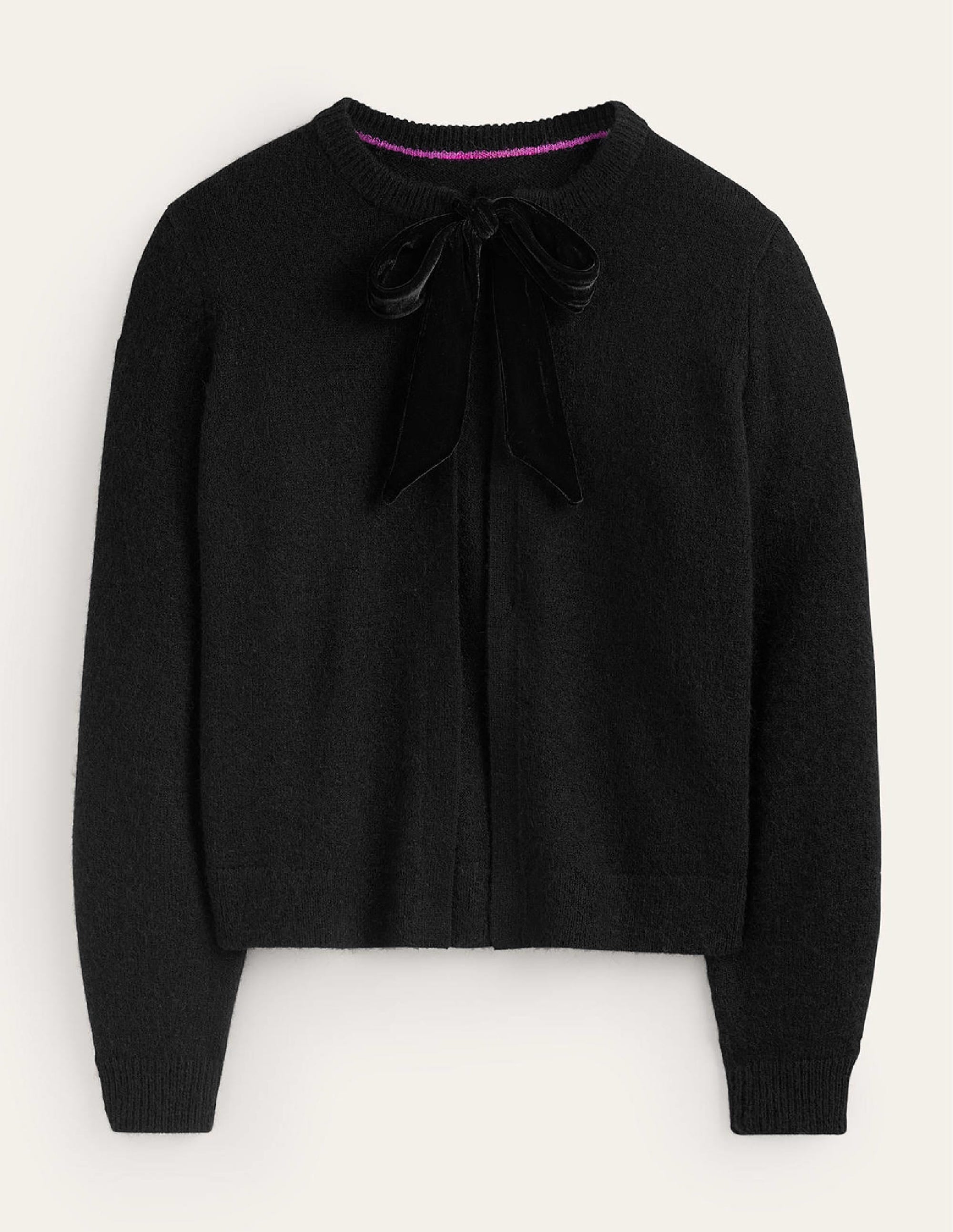 Fluffy Bow Cardigan-Black - Image 5