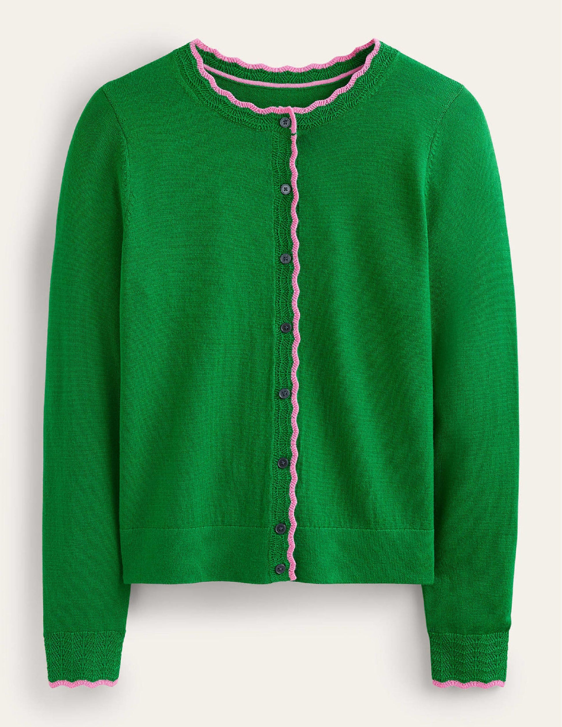 Merino Scallop Cardigan-Meadow Green-6
