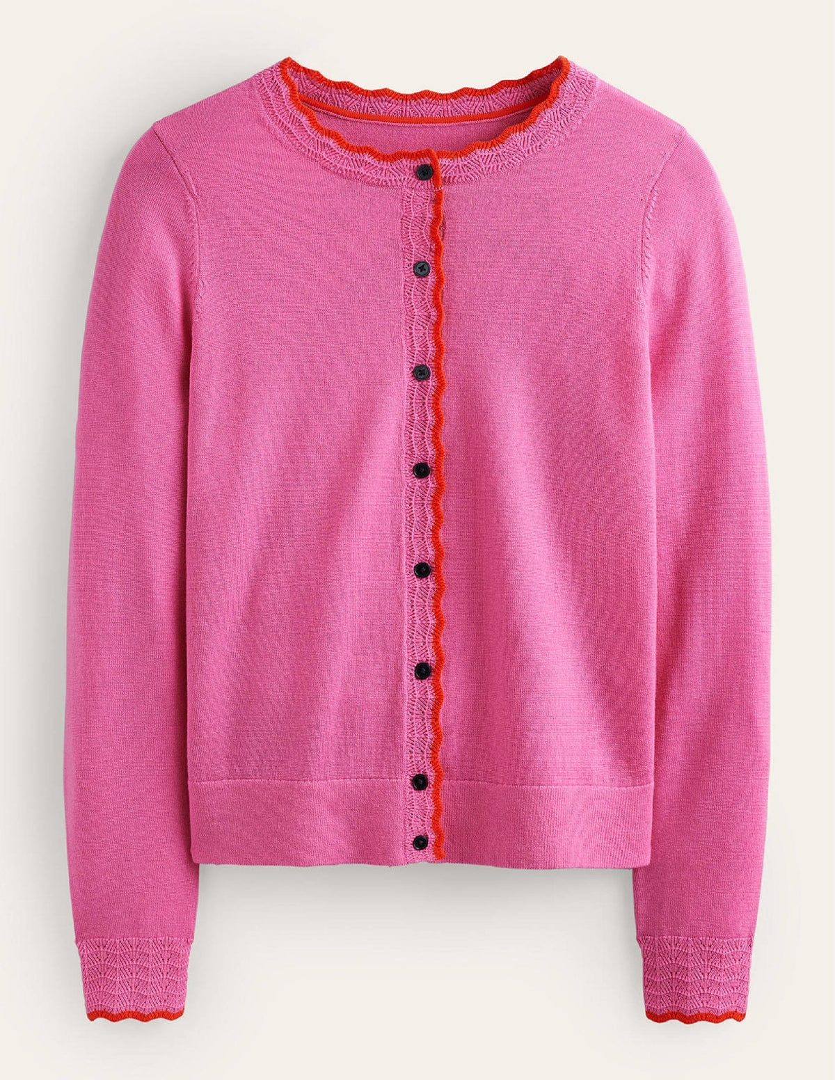 Merino Scallop Cardigan-Mid Pink - Image 5