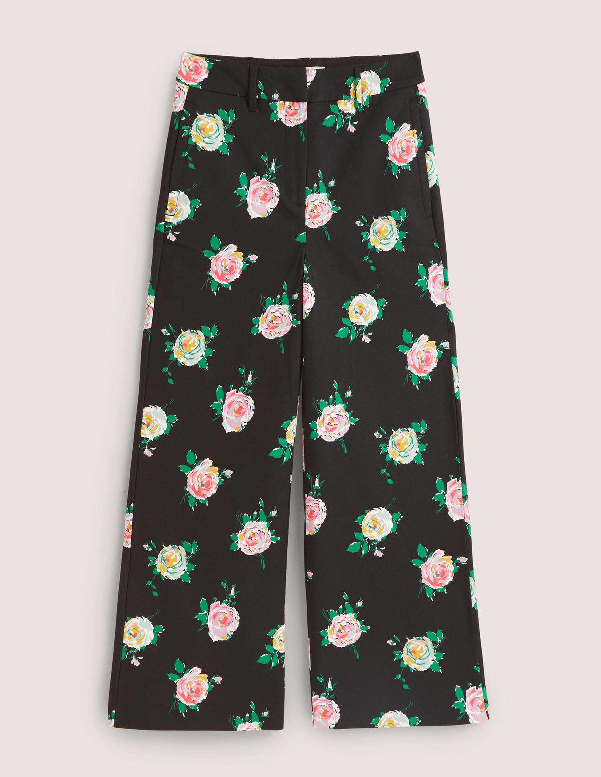 High Waisted Richmond Trousers-Black, Painterly Rose - Image 6
