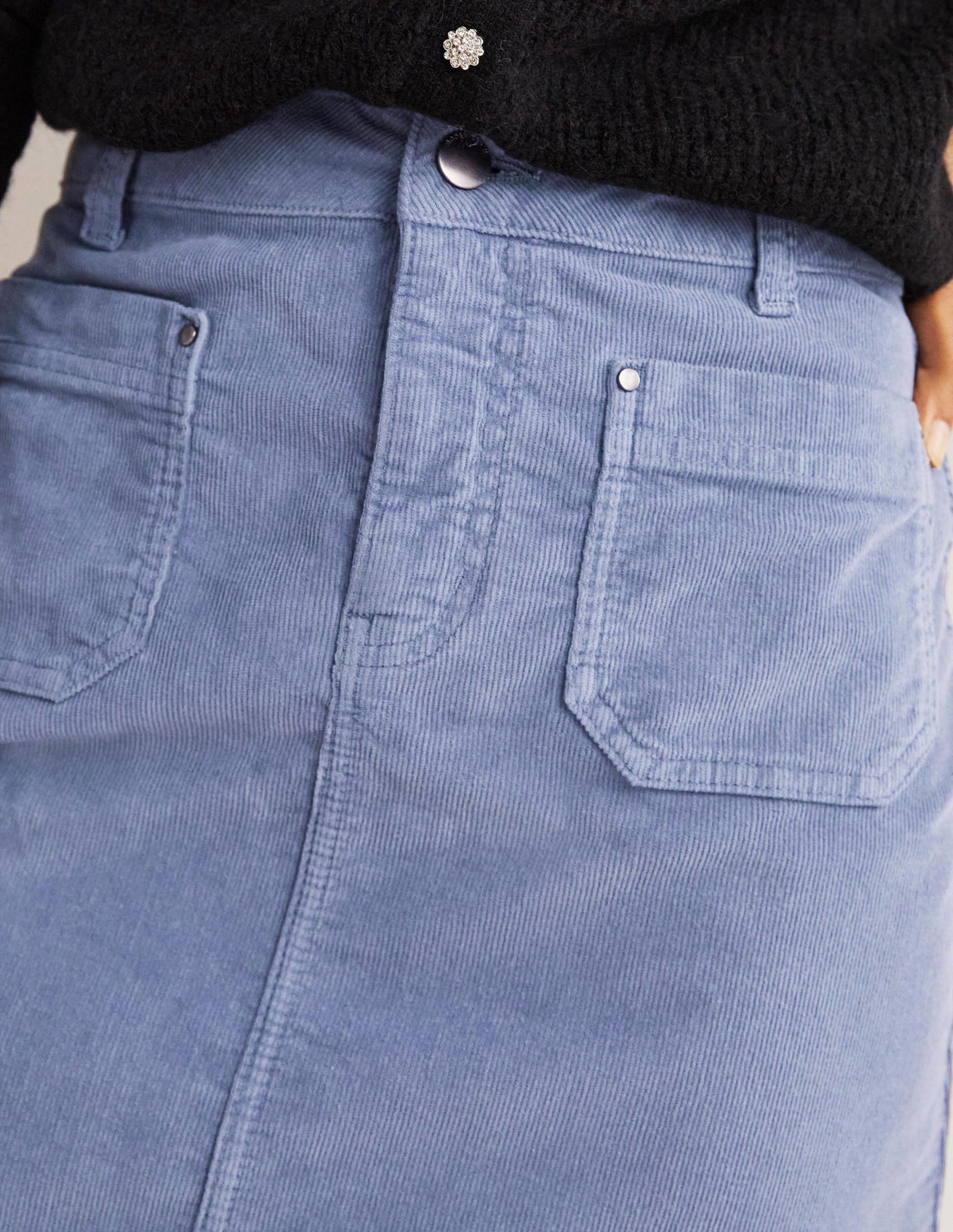 Corduroy Mini Skirt-Mid Blue-2