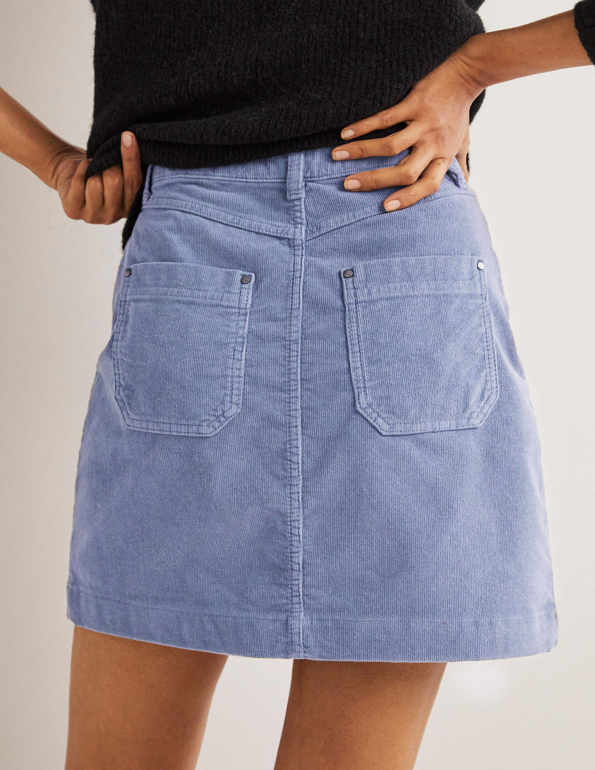 Corduroy Mini Skirt-Mid Blue-3