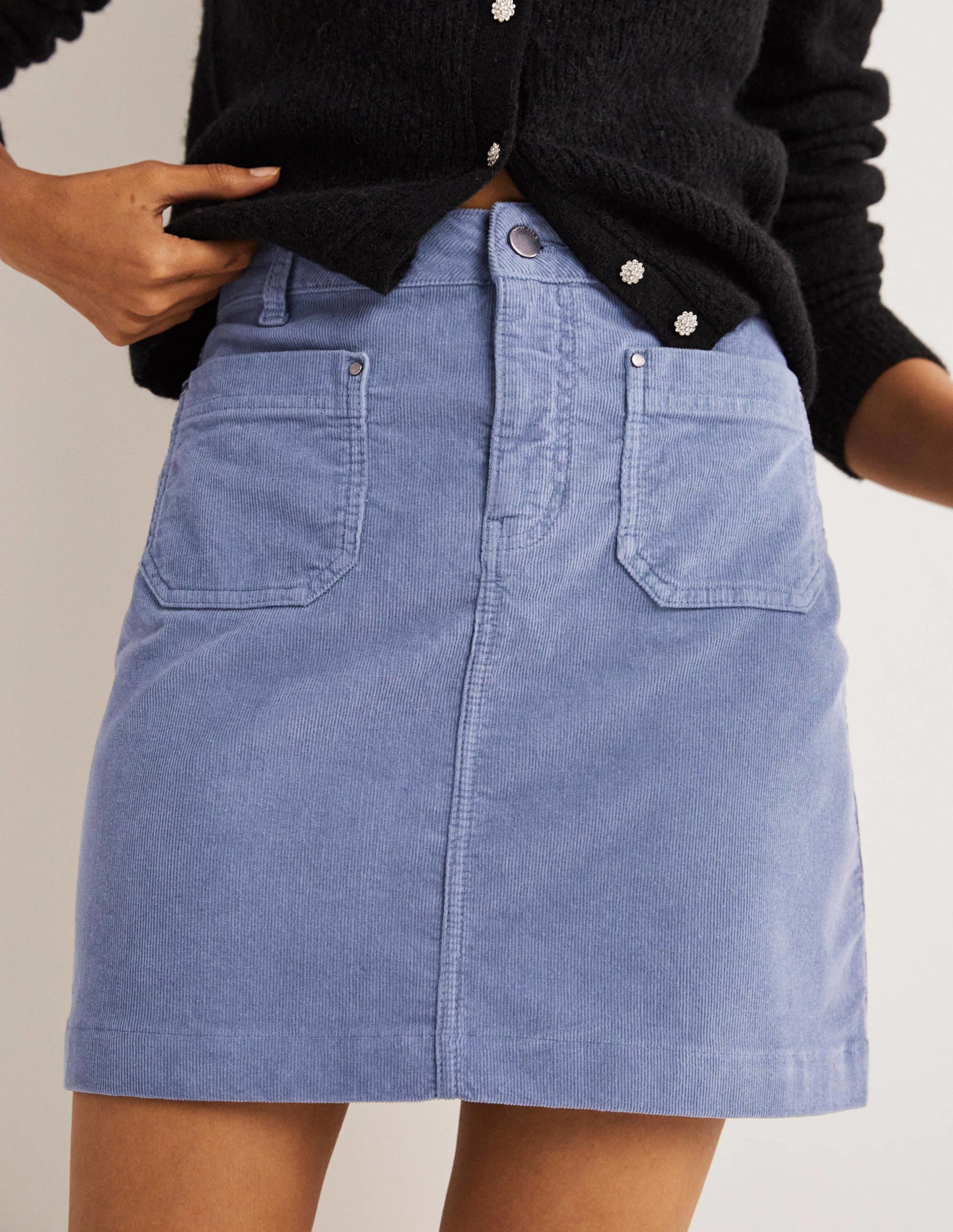 Corduroy Mini Skirt-Mid Blue-4