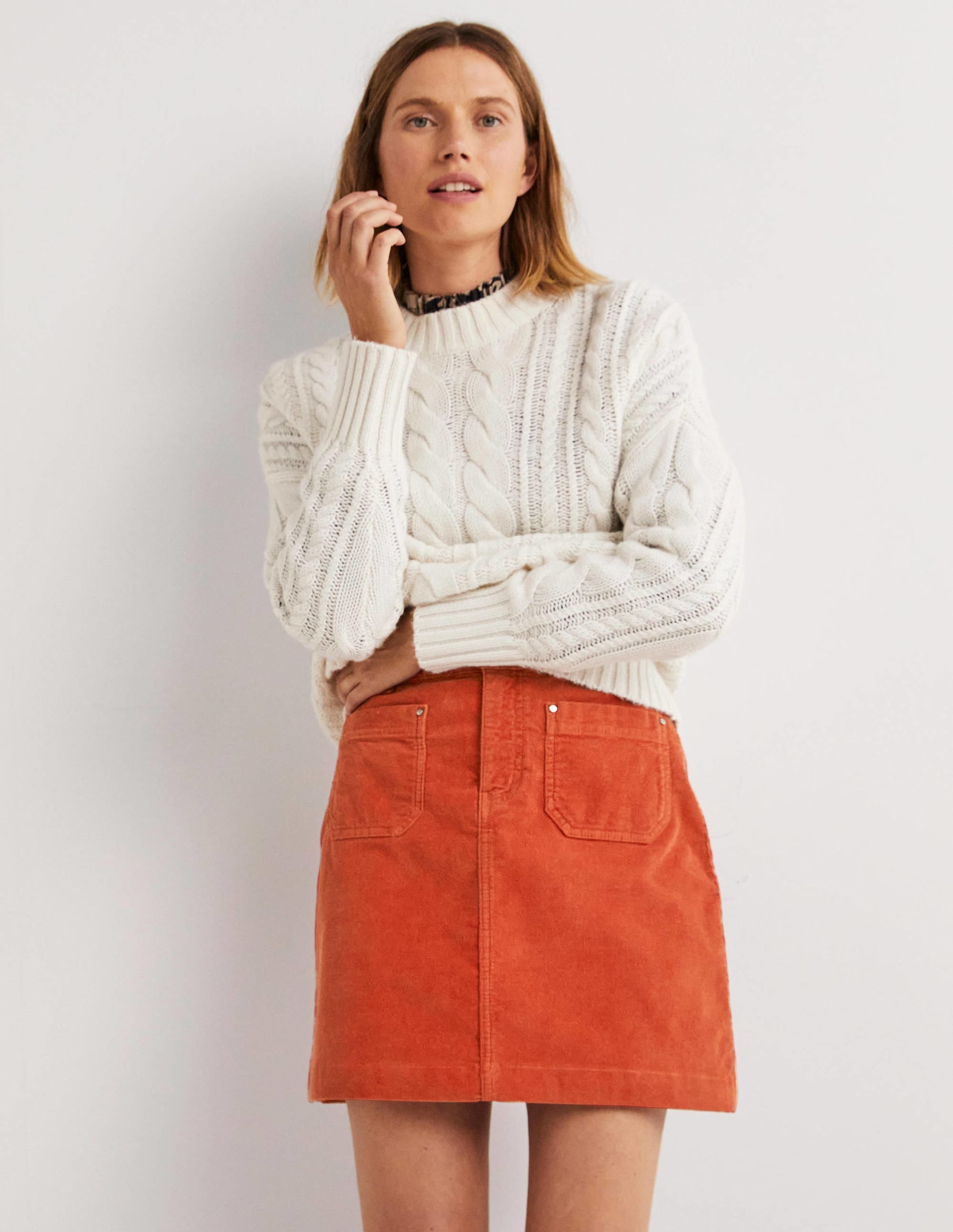 Corduroy Mini Skirt-Chilli Oil - Image 1