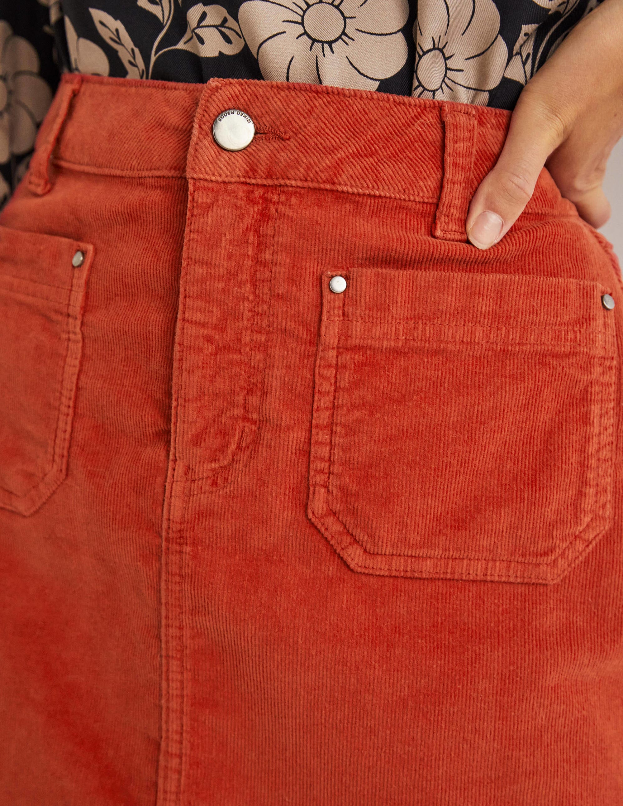 Corduroy Mini Skirt-Chilli Oil - Image 2