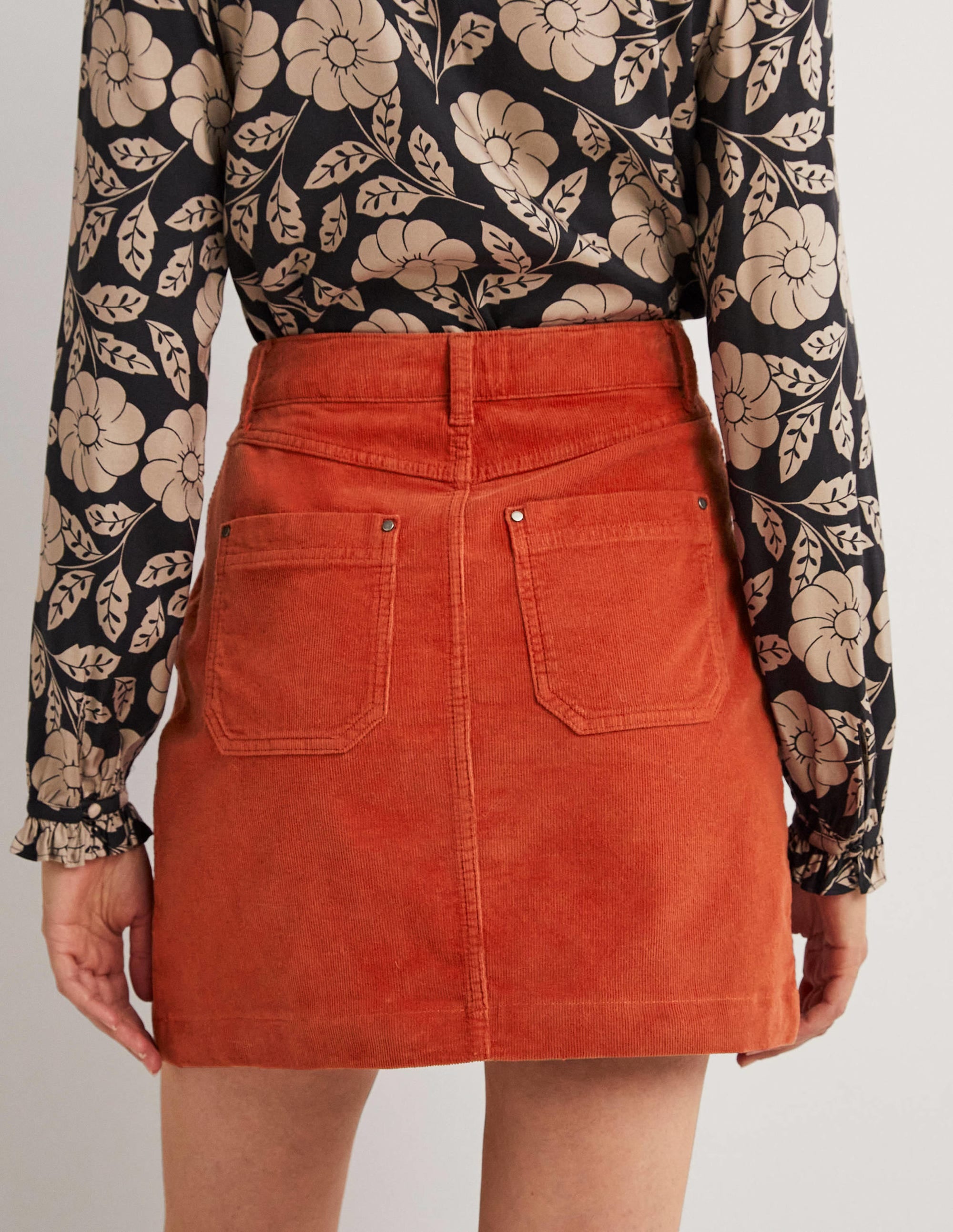 Corduroy Mini Skirt-Chilli Oil - Image 3