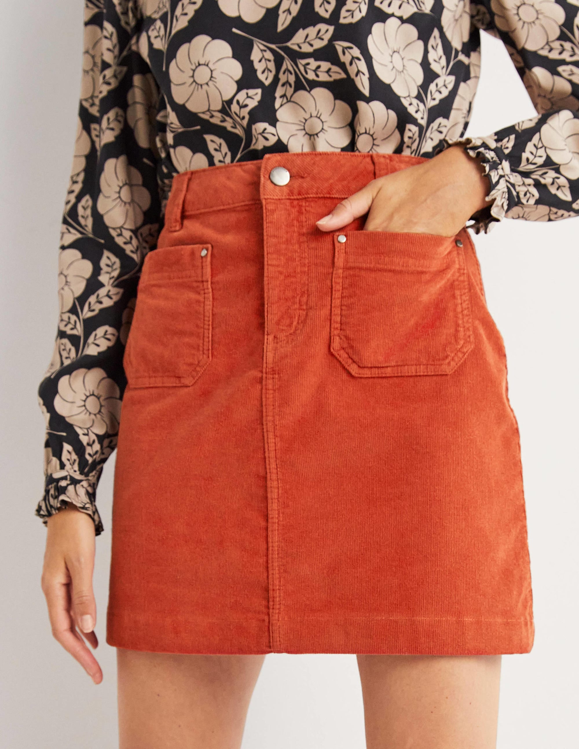 Corduroy Mini Skirt-Chilli Oil - Image 5
