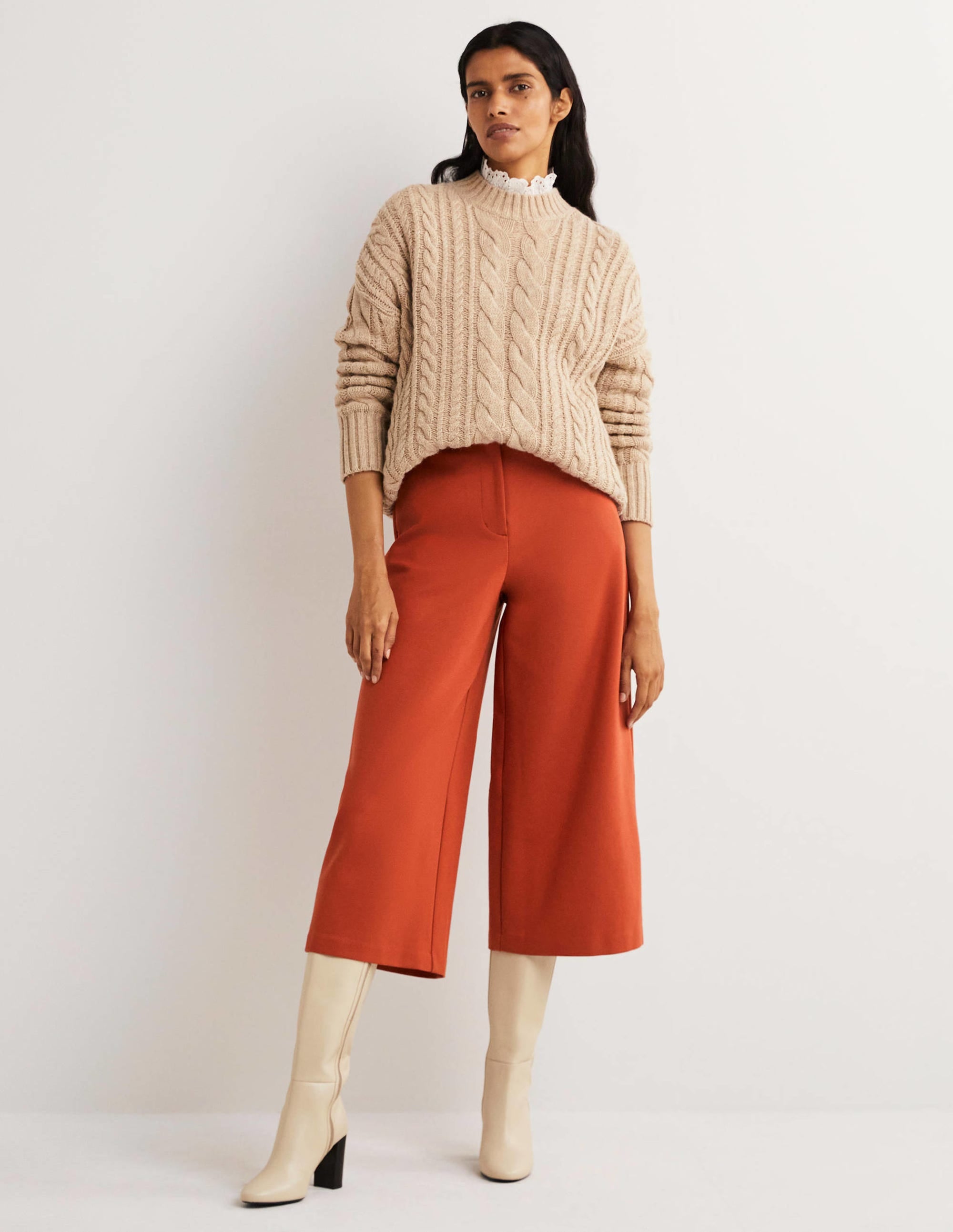 Jersey Wide Leg Culottes-Chilli Oil - Image 1