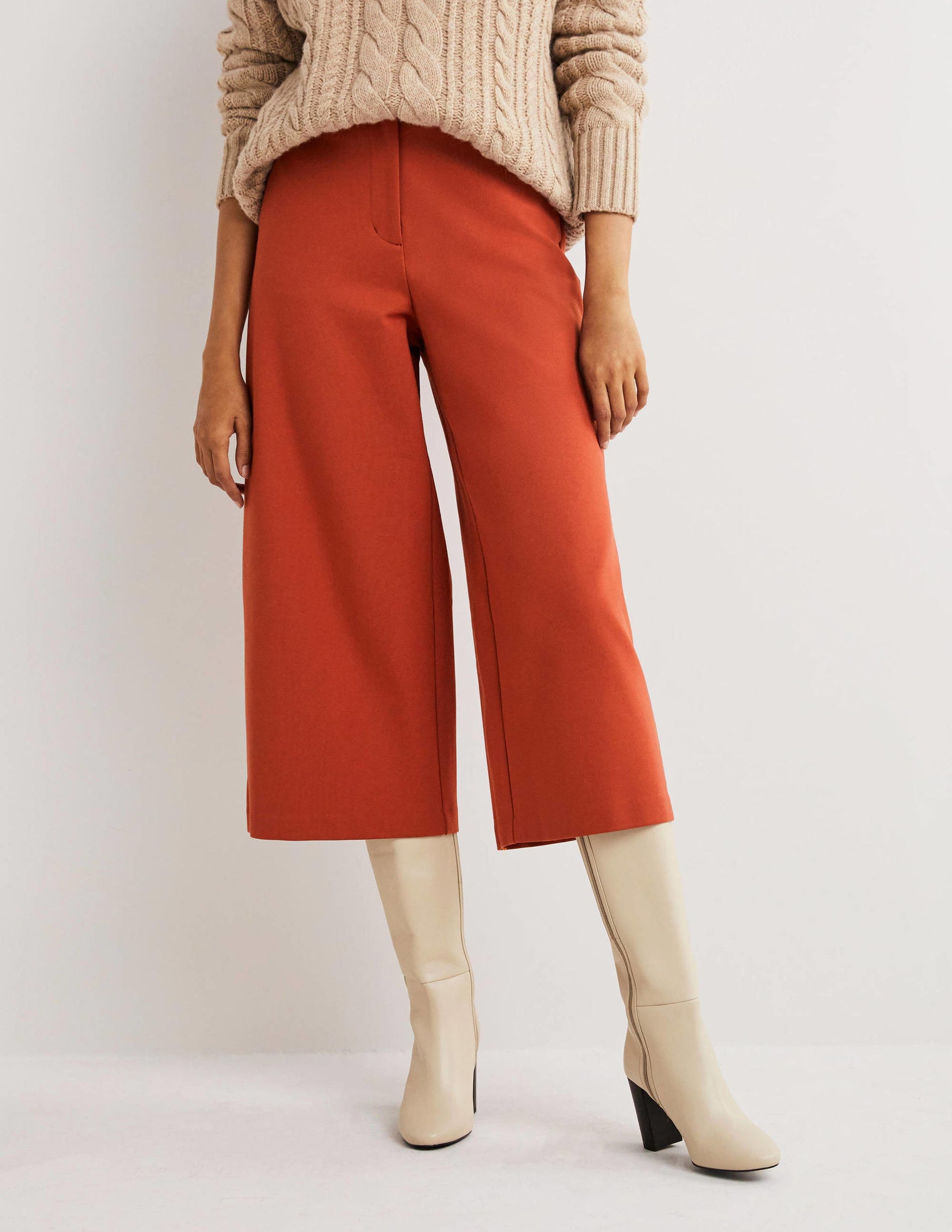 Jersey Wide Leg Culottes-Chilli Oil-4
