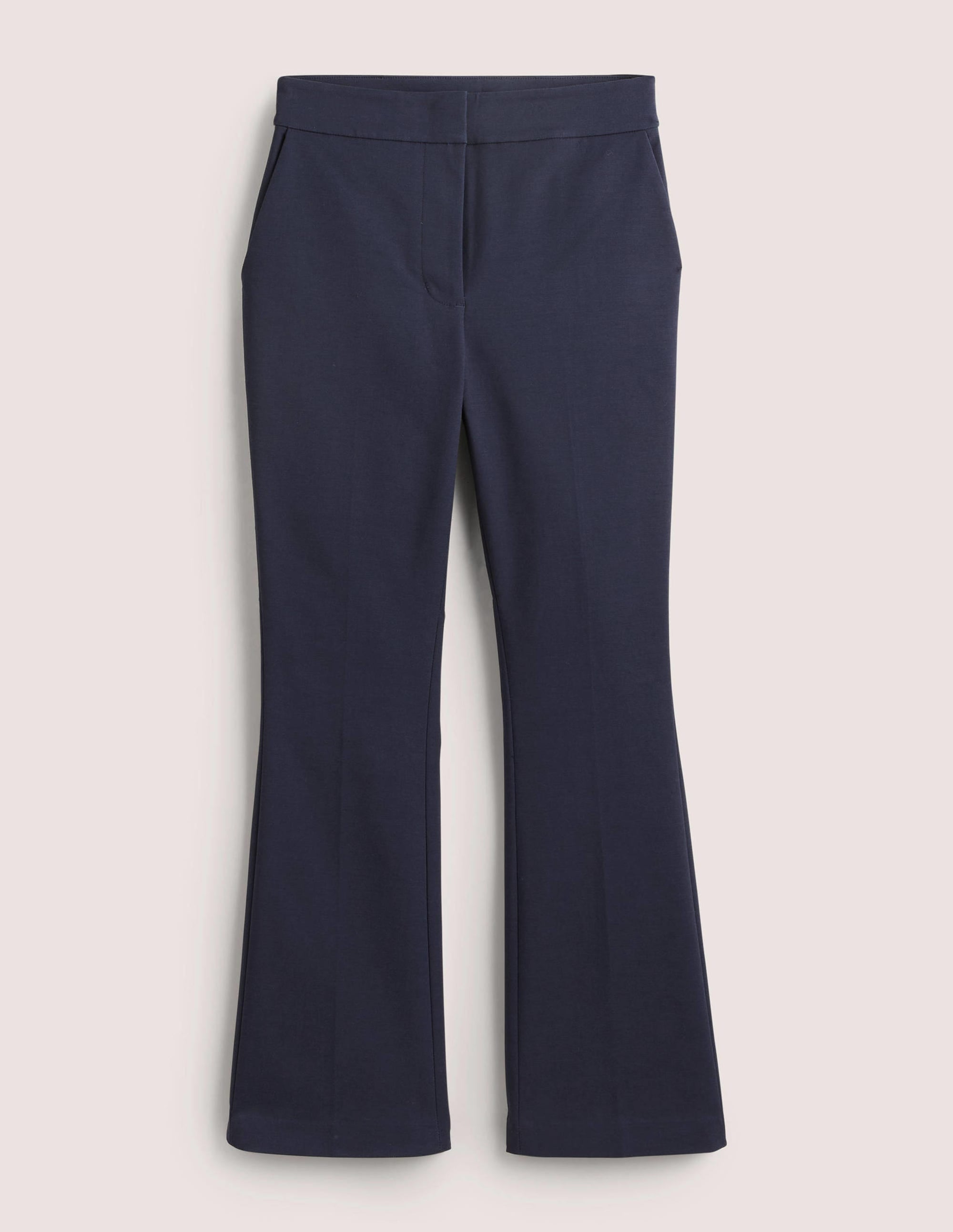 Cropped Flare Trousers-Navy - Image 5