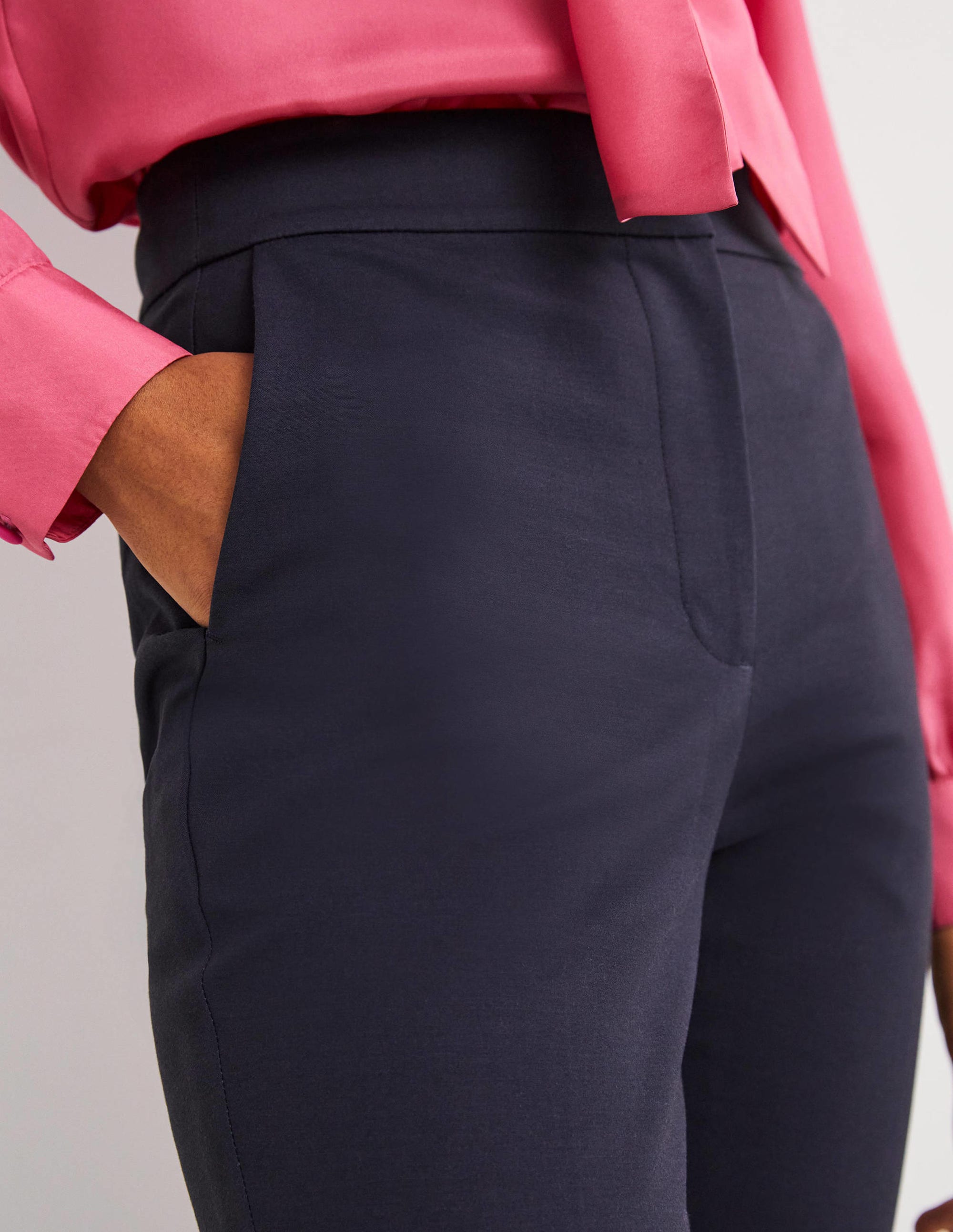 Cropped Flare Trousers-Navy - Image 2