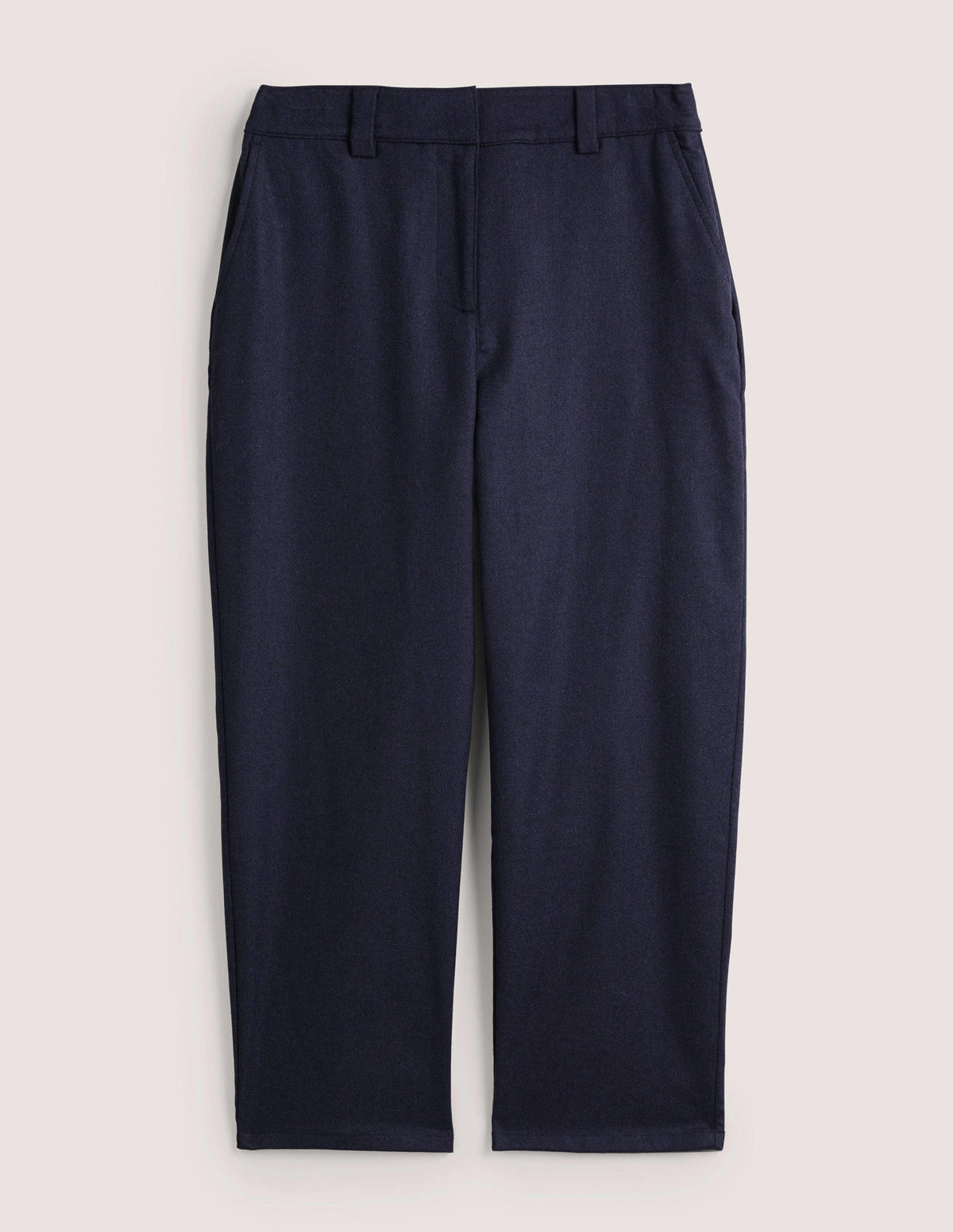 Barrel Leg Flannel Trousers-Navy-5