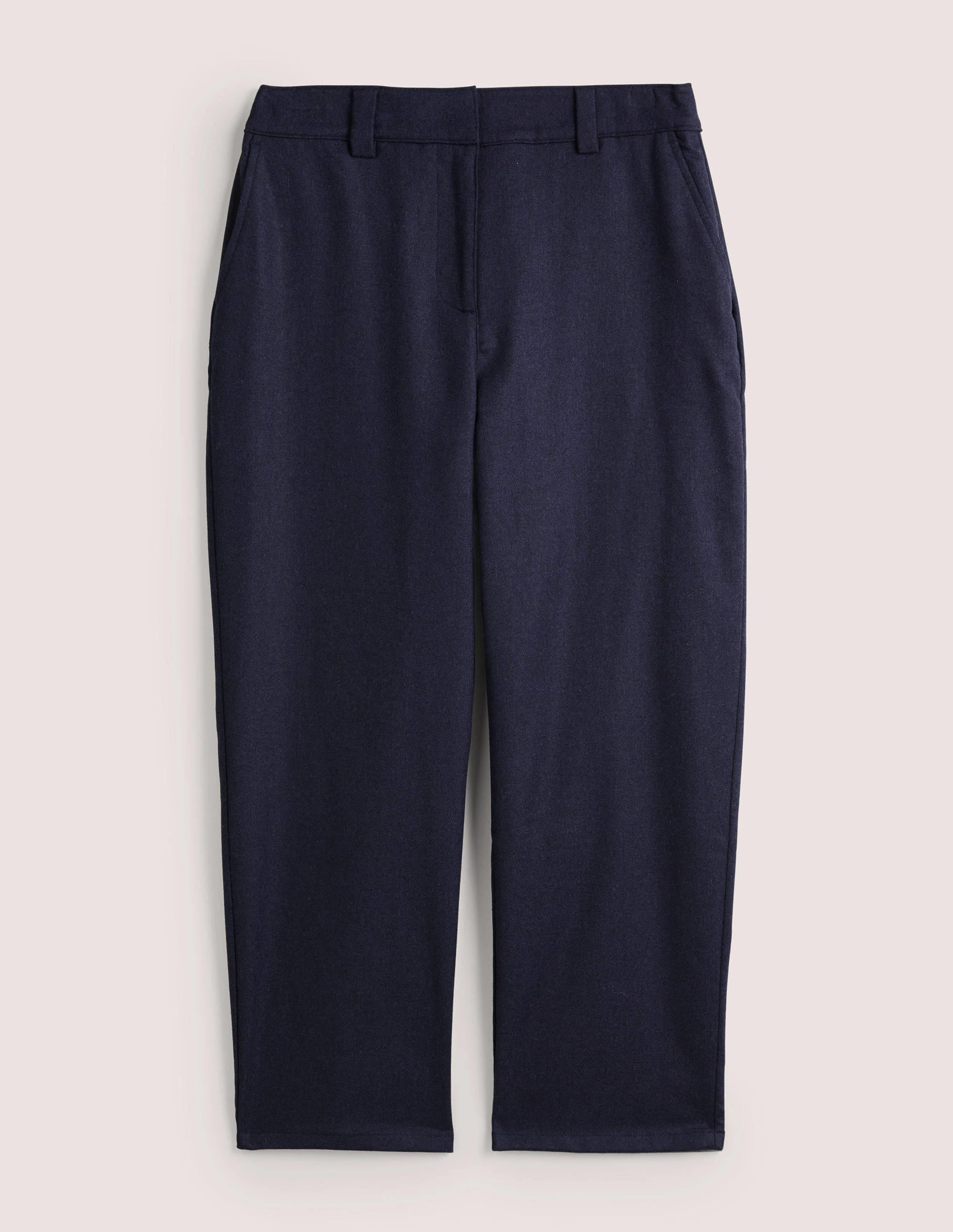Barrel Leg Flannel Trousers-Navy - Image 5