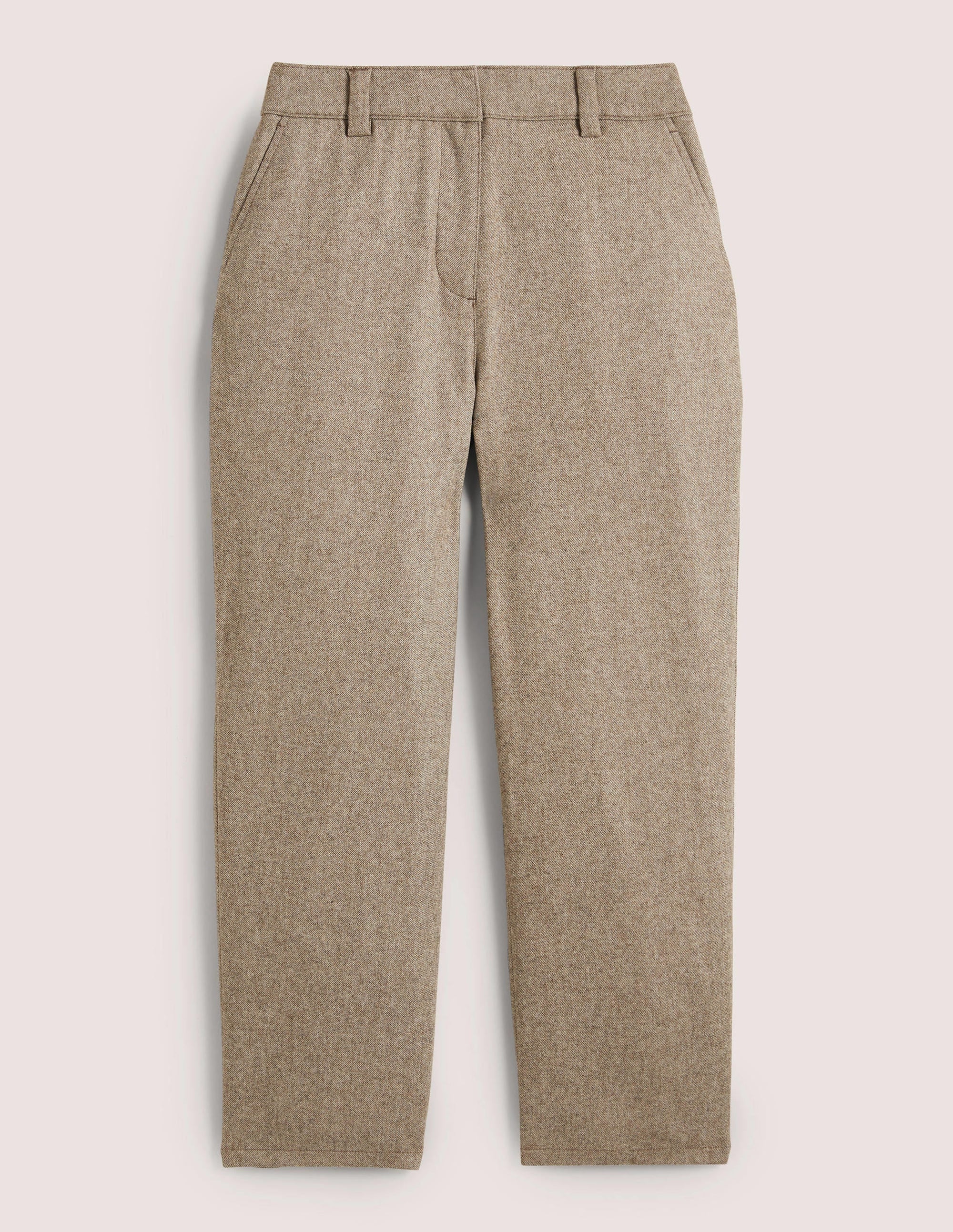 Barrel Leg Flannel Trousers-Light Oatmeal Marl - Image 7