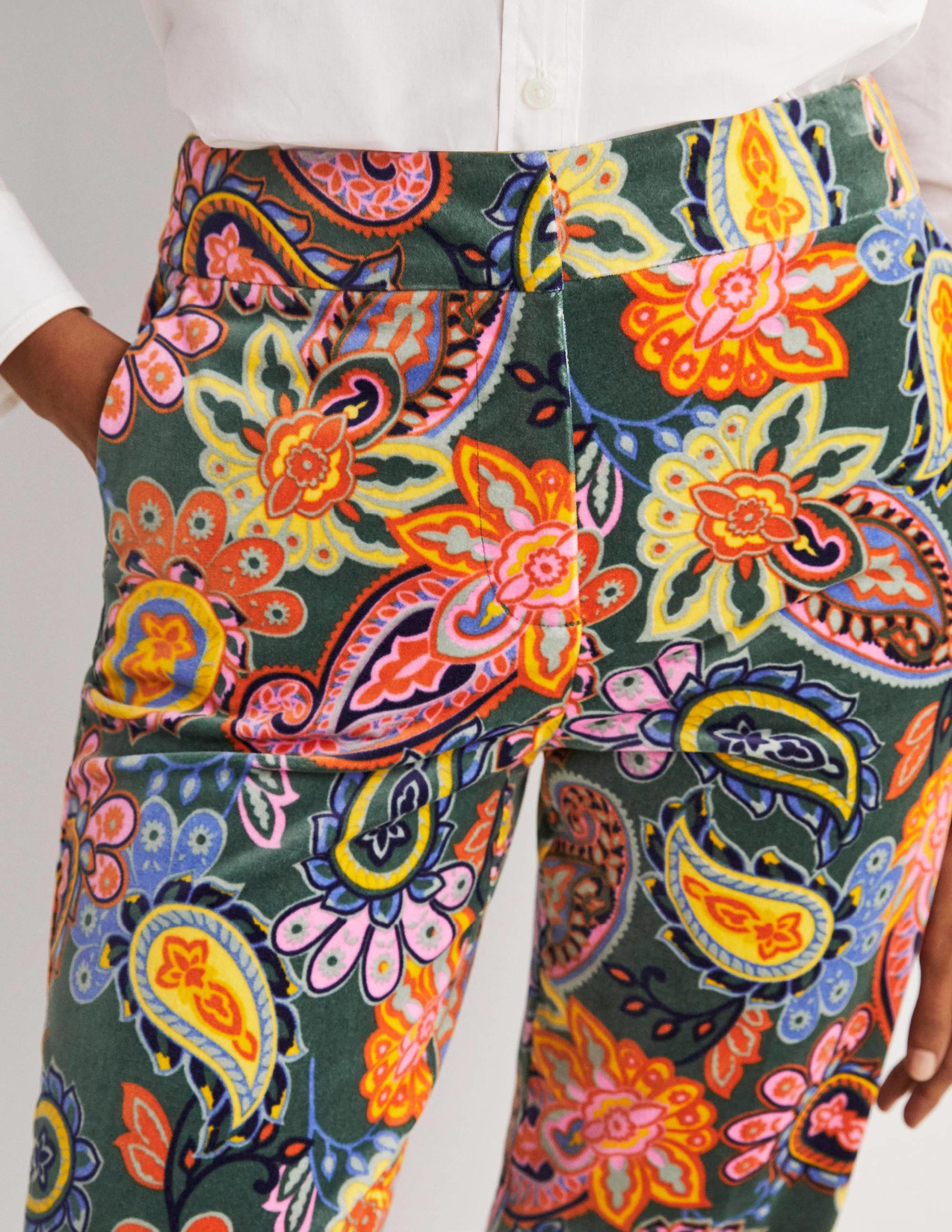 Classic Tapered Trousers-Trekking Green, Paisley Charm-2
