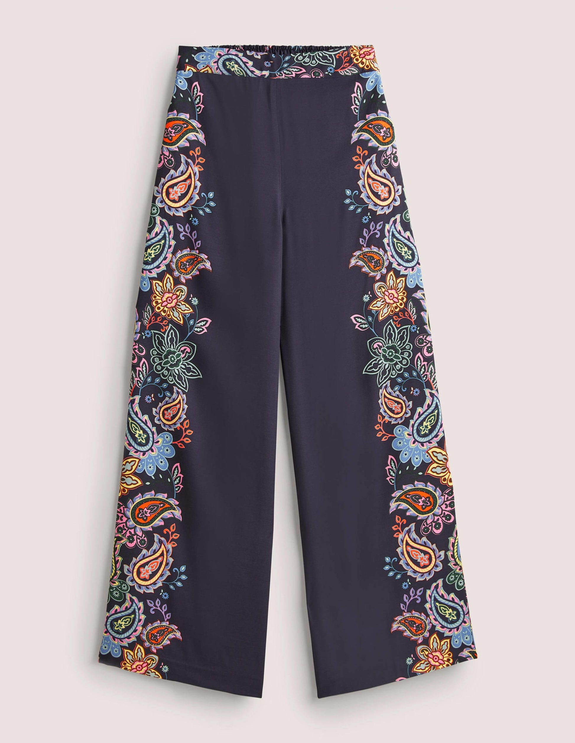 Pull On Fluid Trousers-French Navy, Paisley Charm-5