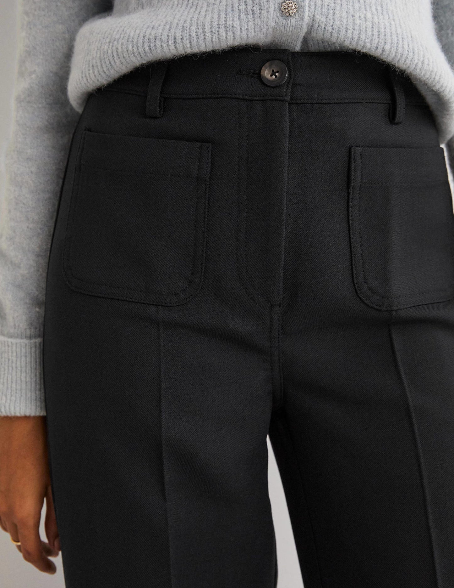 High Rise Wide Leg Trousers-Black