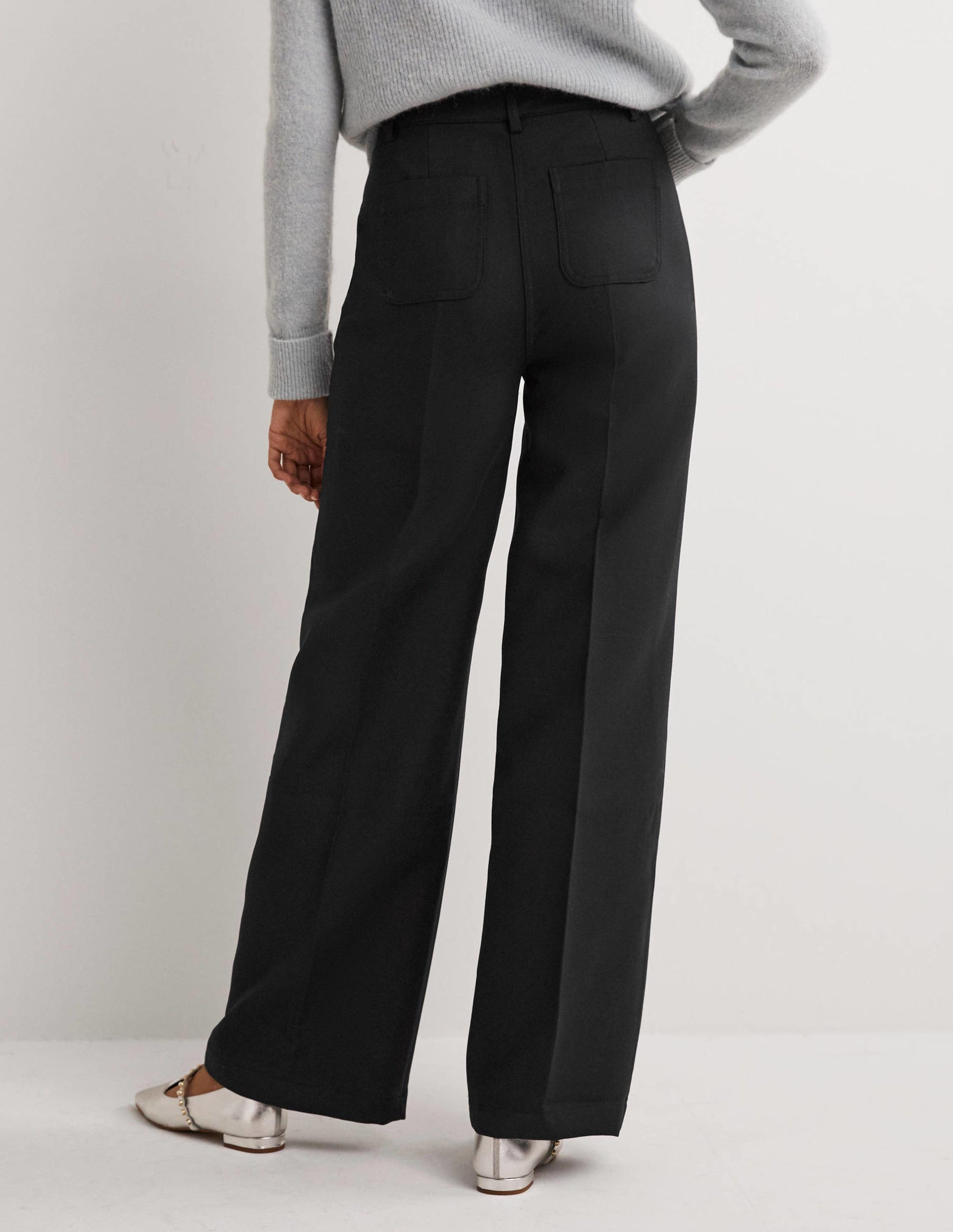 High Rise Wide Leg Trousers-Black-3
