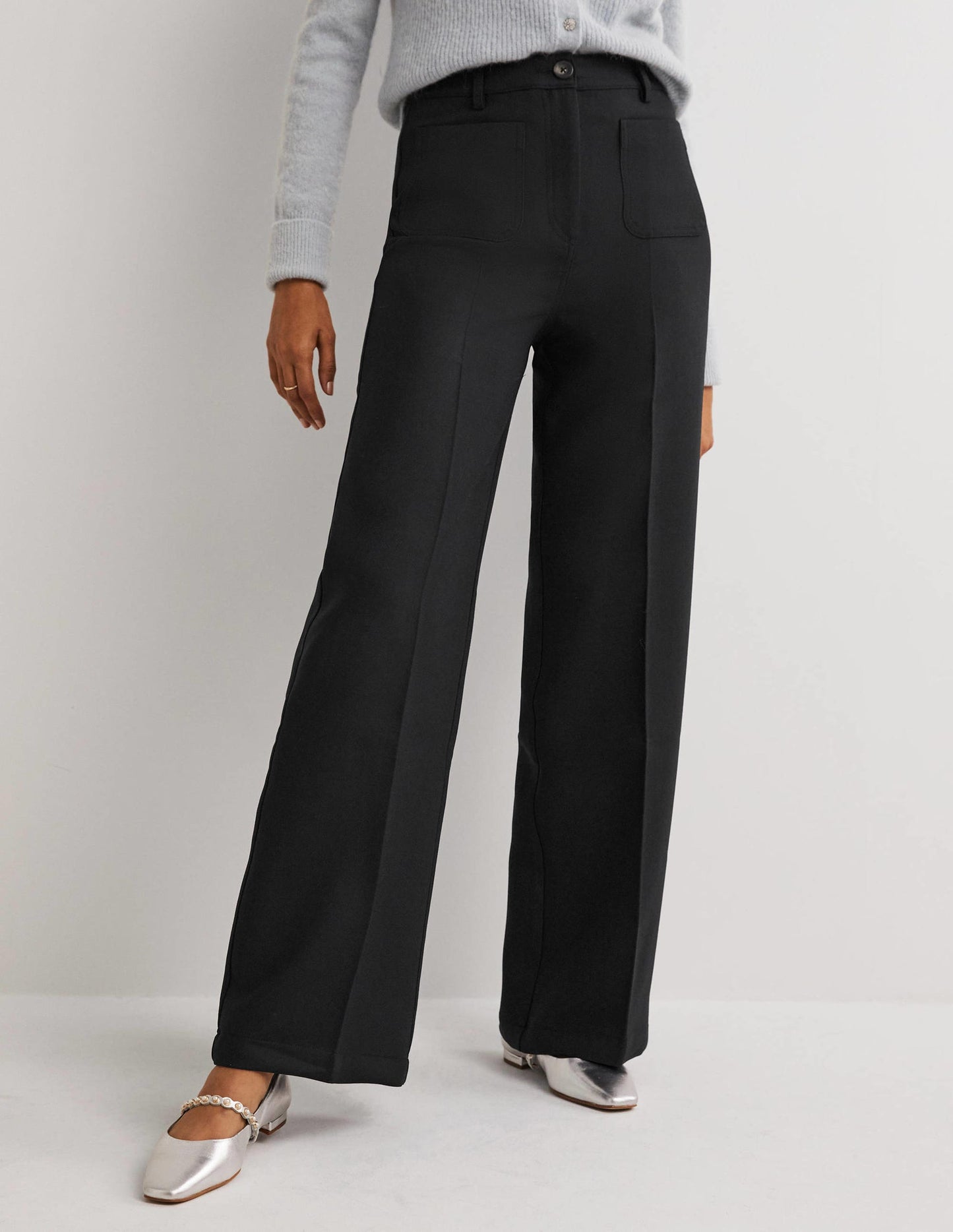 High Rise Wide Leg Trousers-Black