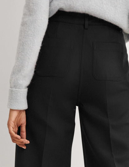 High Rise Wide Leg Trousers-Black-5