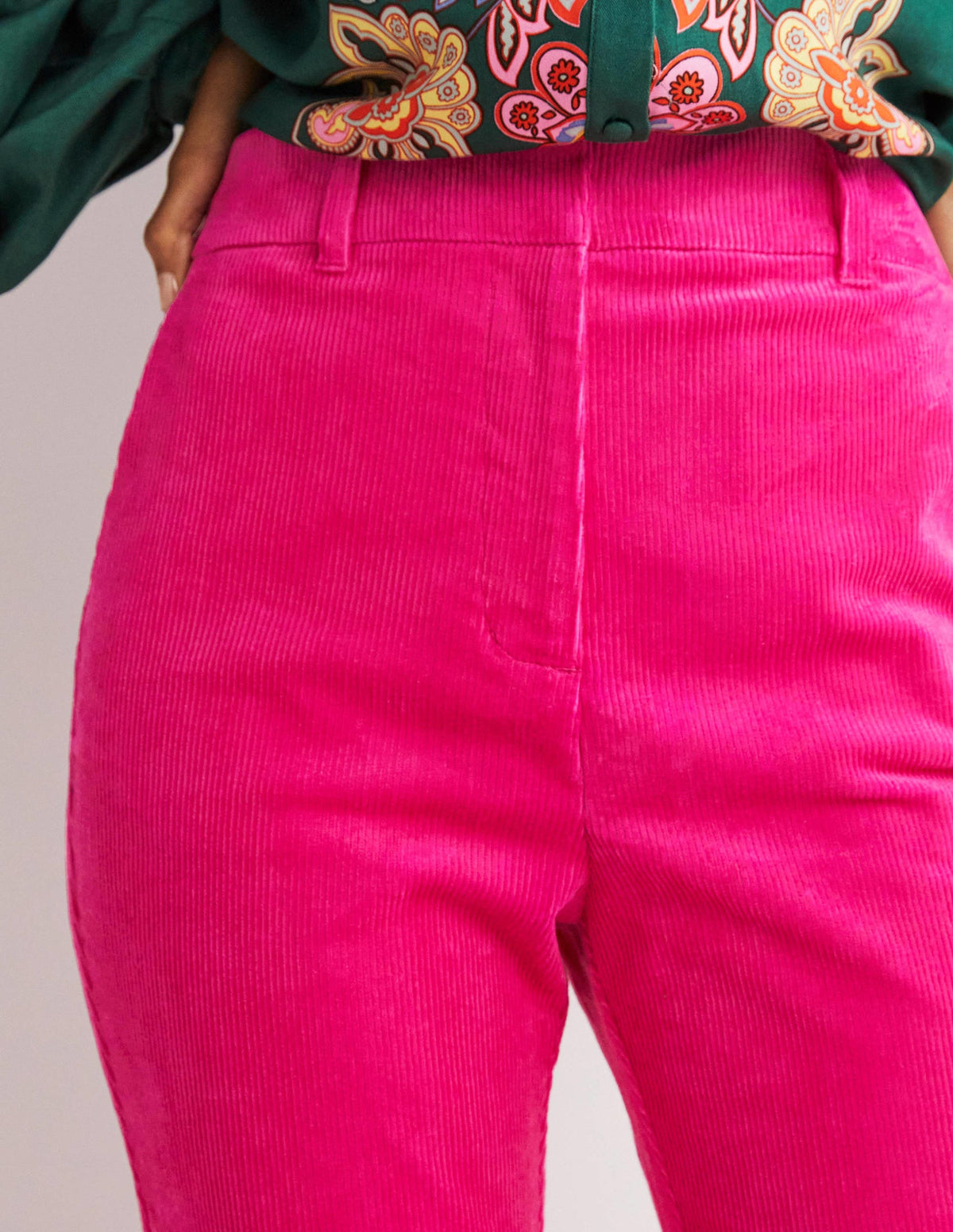 Corduroy Flare Trousers-Wild Watermelon PinK - Image 2