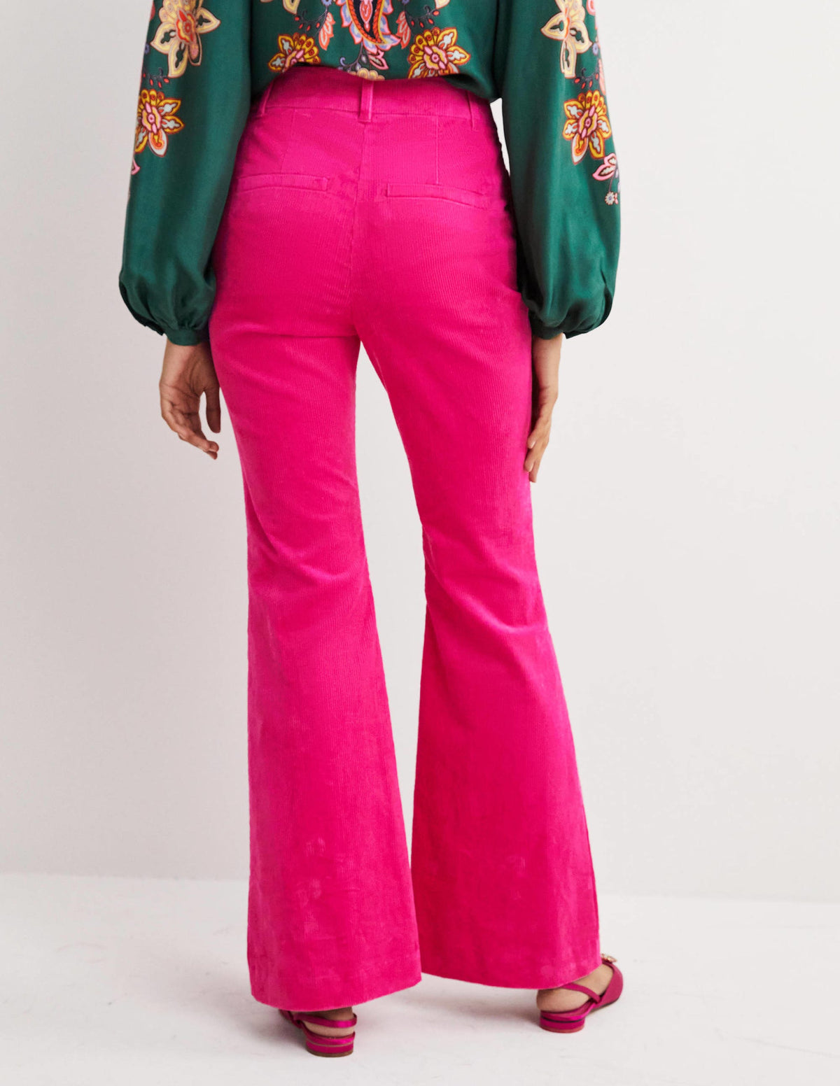 Corduroy Flare Trousers-Wild Watermelon PinK - Image 3