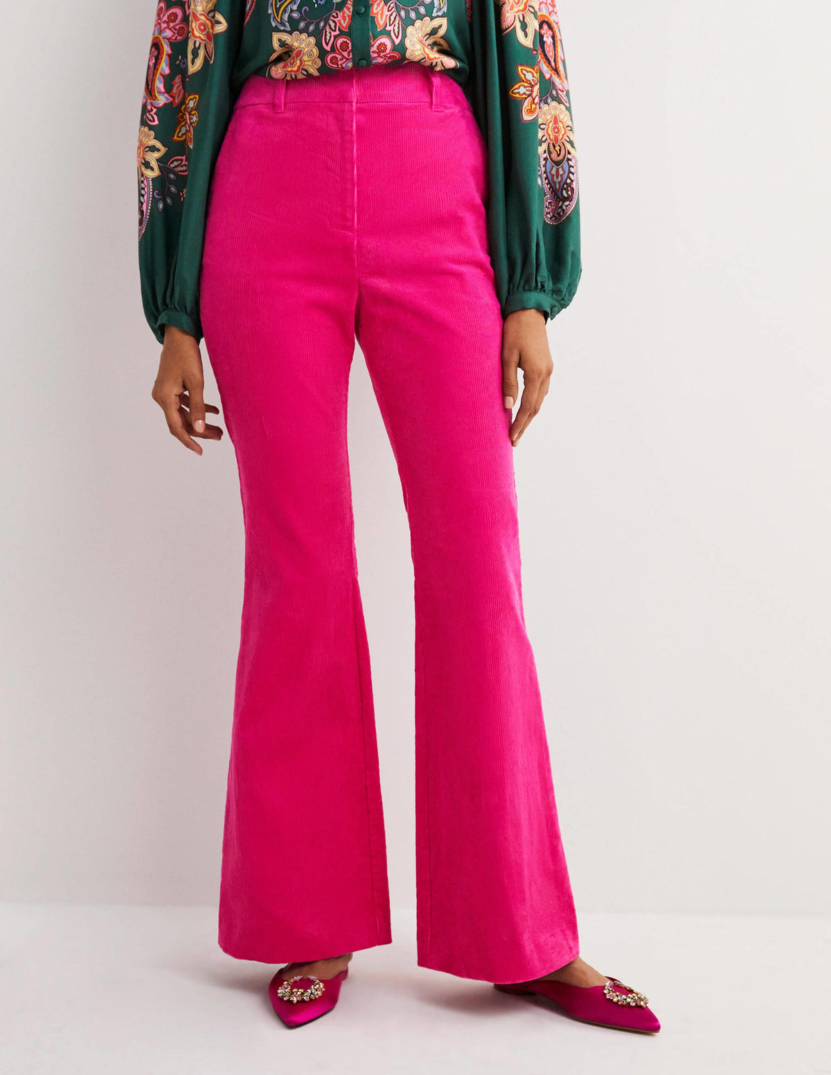 Corduroy Flare Trousers-Wild Watermelon PinK - Image 4