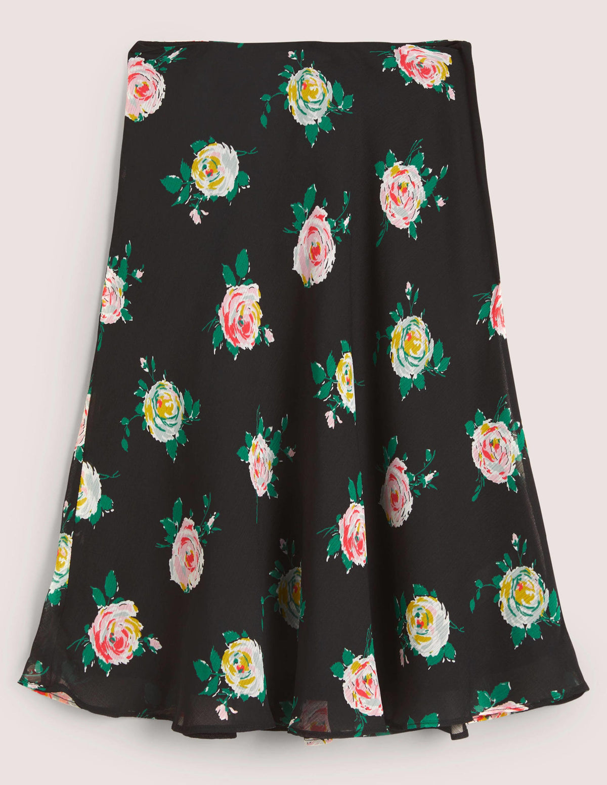 Crinkle Bias-cut Skirt-Black, Painterly Rose - Image 6