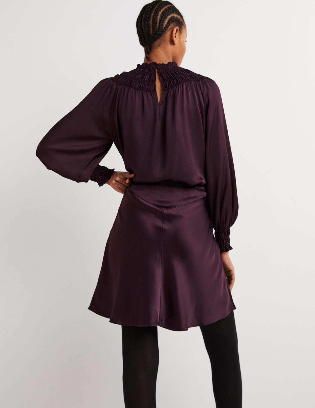 Purple Satin Bias-cut Mini Skirt-Fig - Image 3