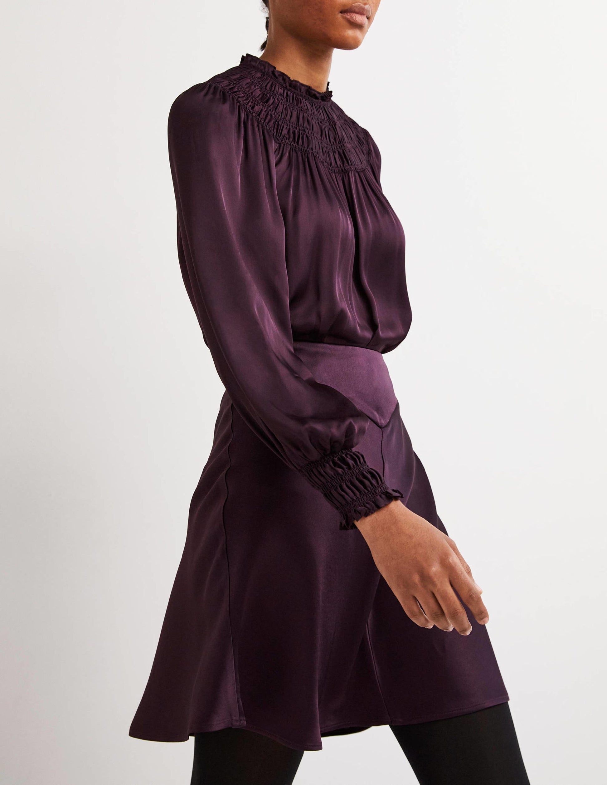 Purple Satin Bias-cut Mini Skirt-Fig-4