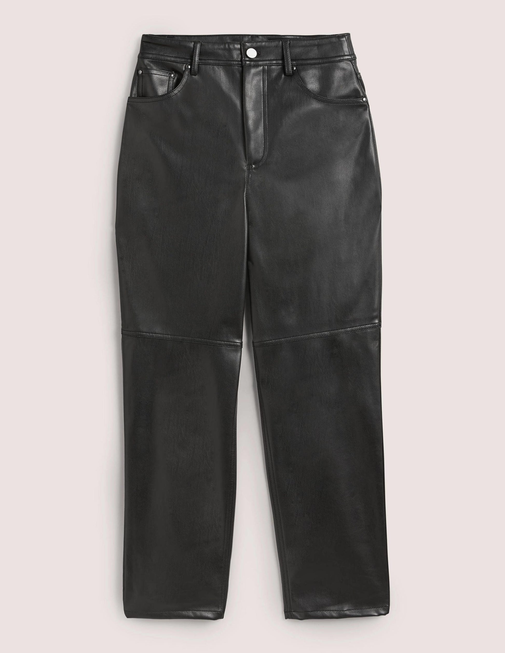 Faux Leather Straight Trousers-Black-6