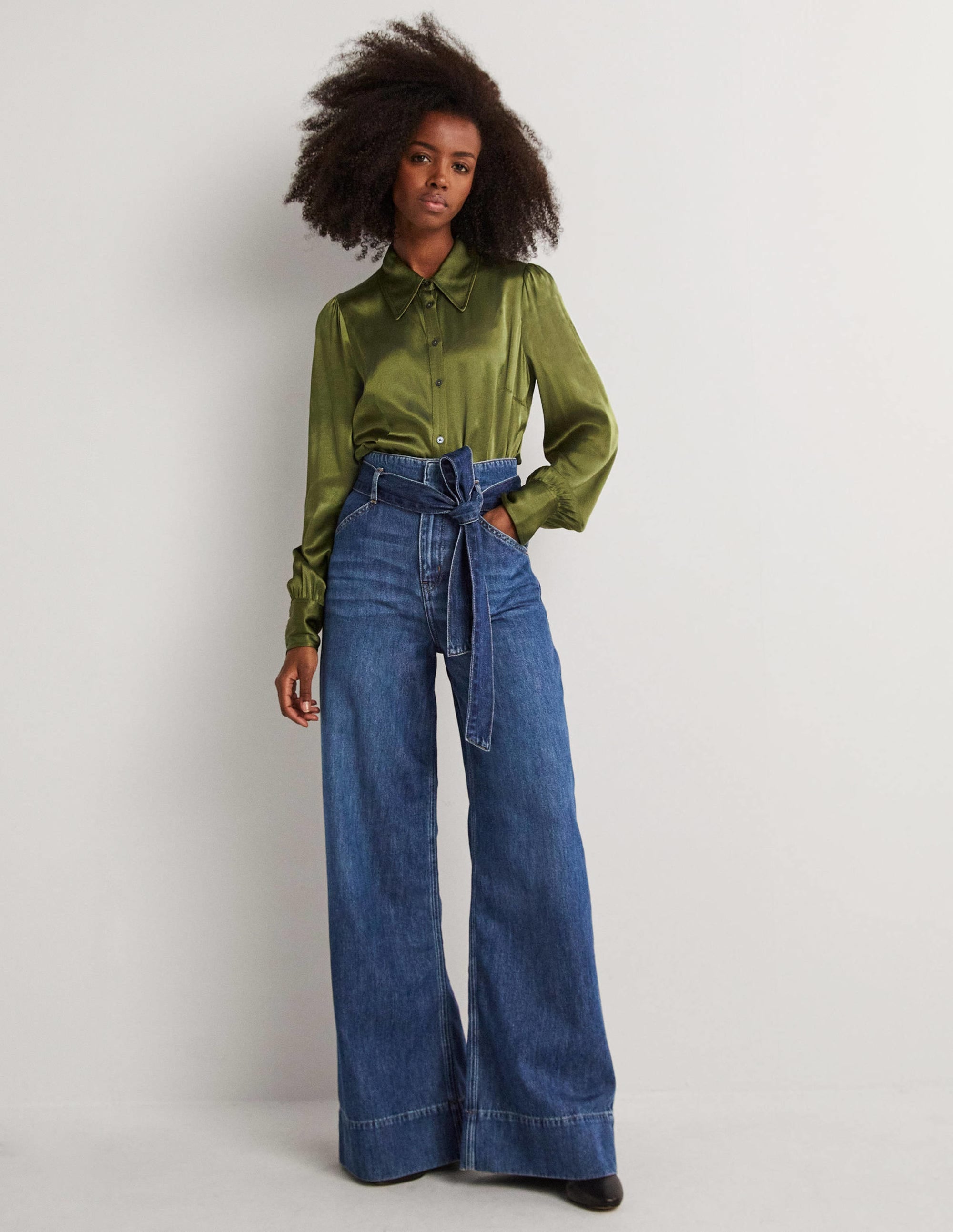 Belted Wide Leg Jeans-Mid Vintage - Image 1