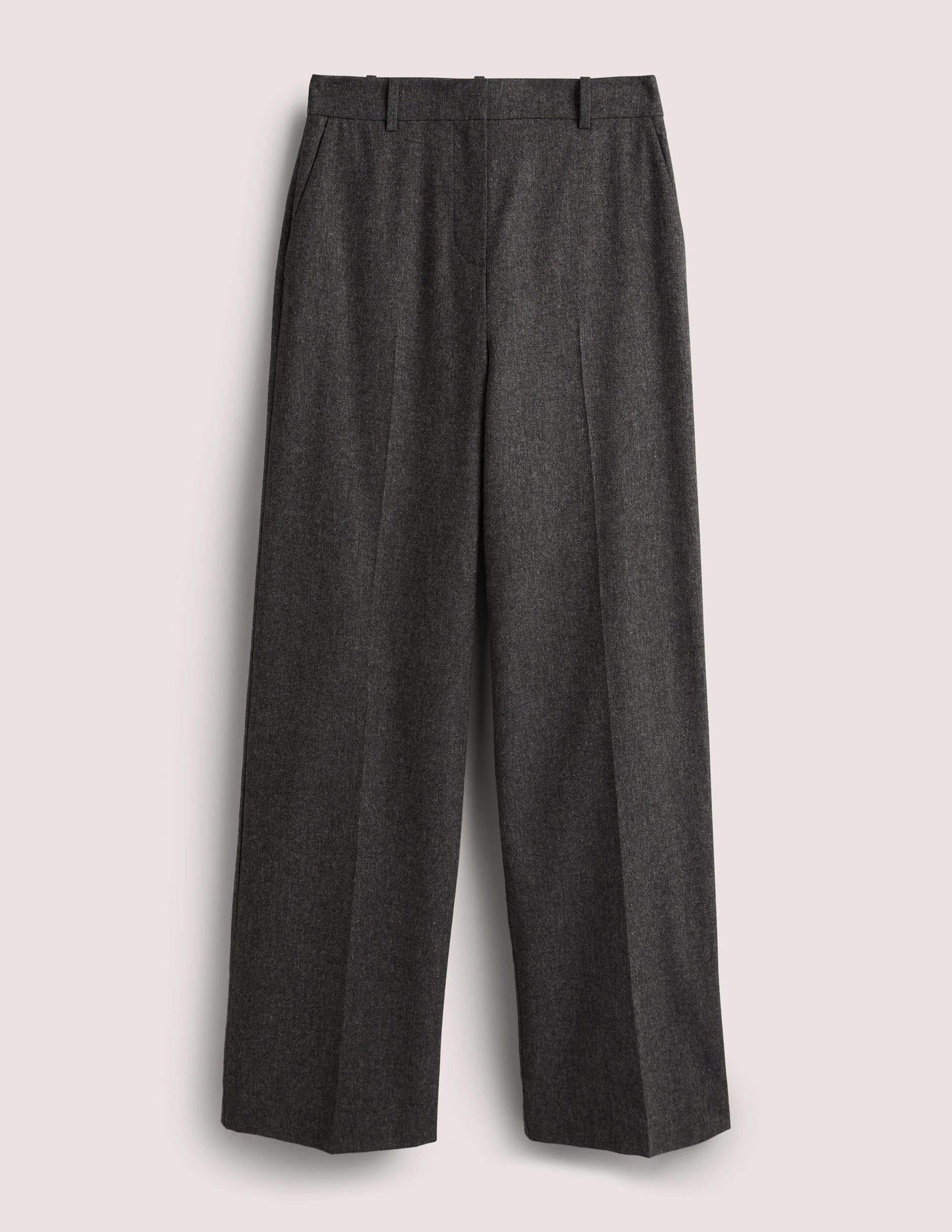 Wool Wide Leg Trousers-Charcoal Marl - Image 6