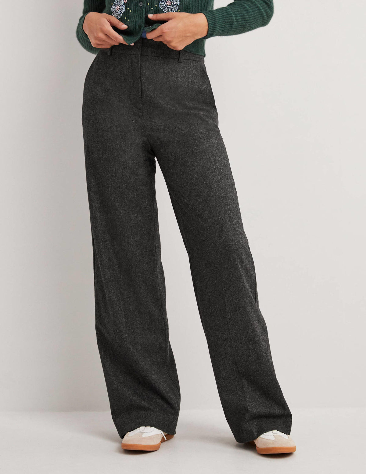 Wool Wide Leg Trousers-Charcoal Marl-4