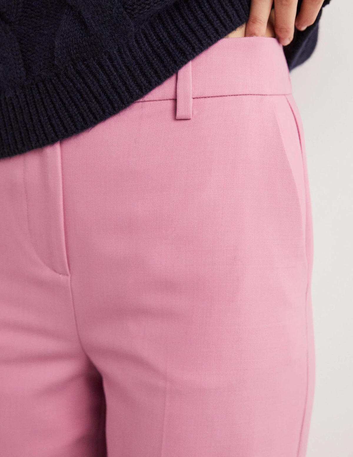 Wool Wide Leg Trousers-Cherry Blossom - Image 2