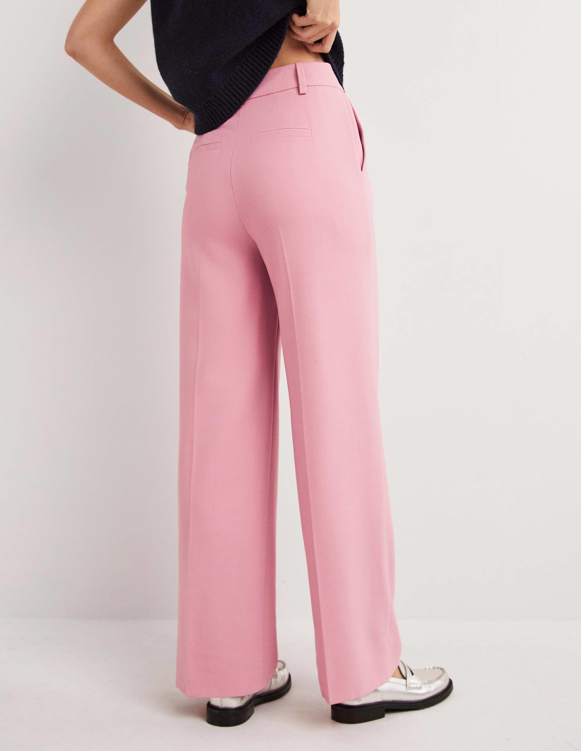 Wool Wide Leg Trousers-Cherry Blossom - Image 3