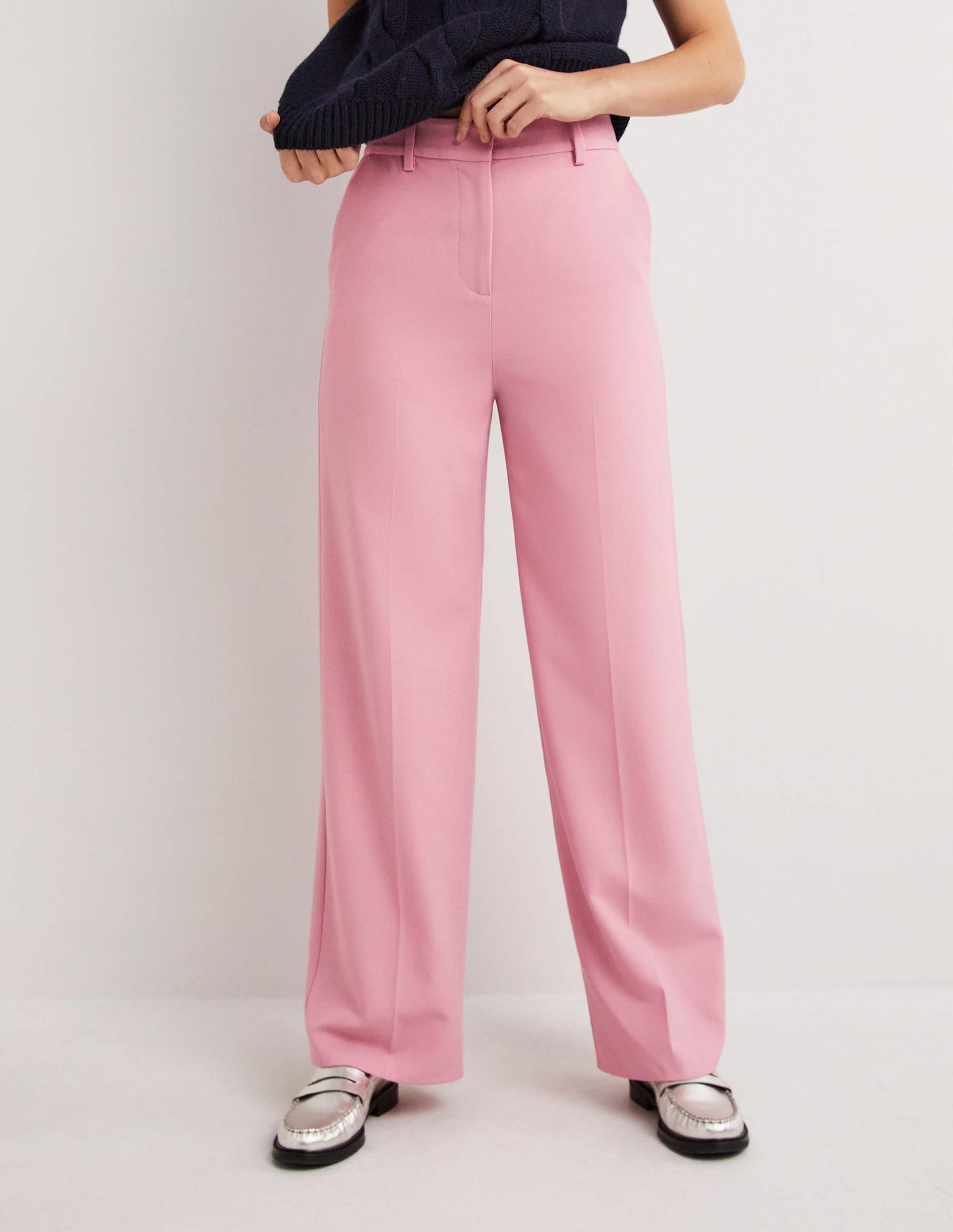 Wool Wide Leg Trousers-Cherry Blossom-4