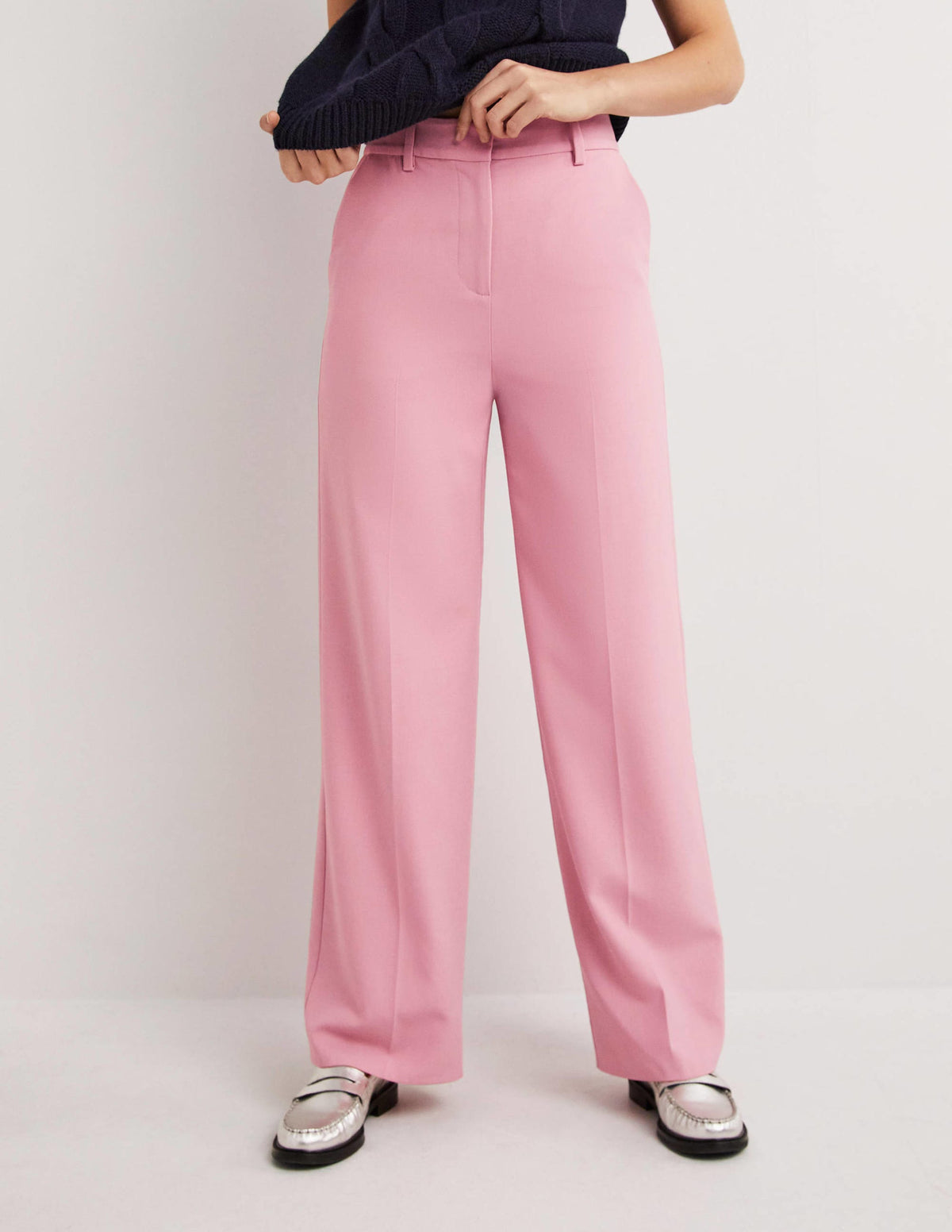 Wool Wide Leg Trousers-Cherry Blossom - Image 4