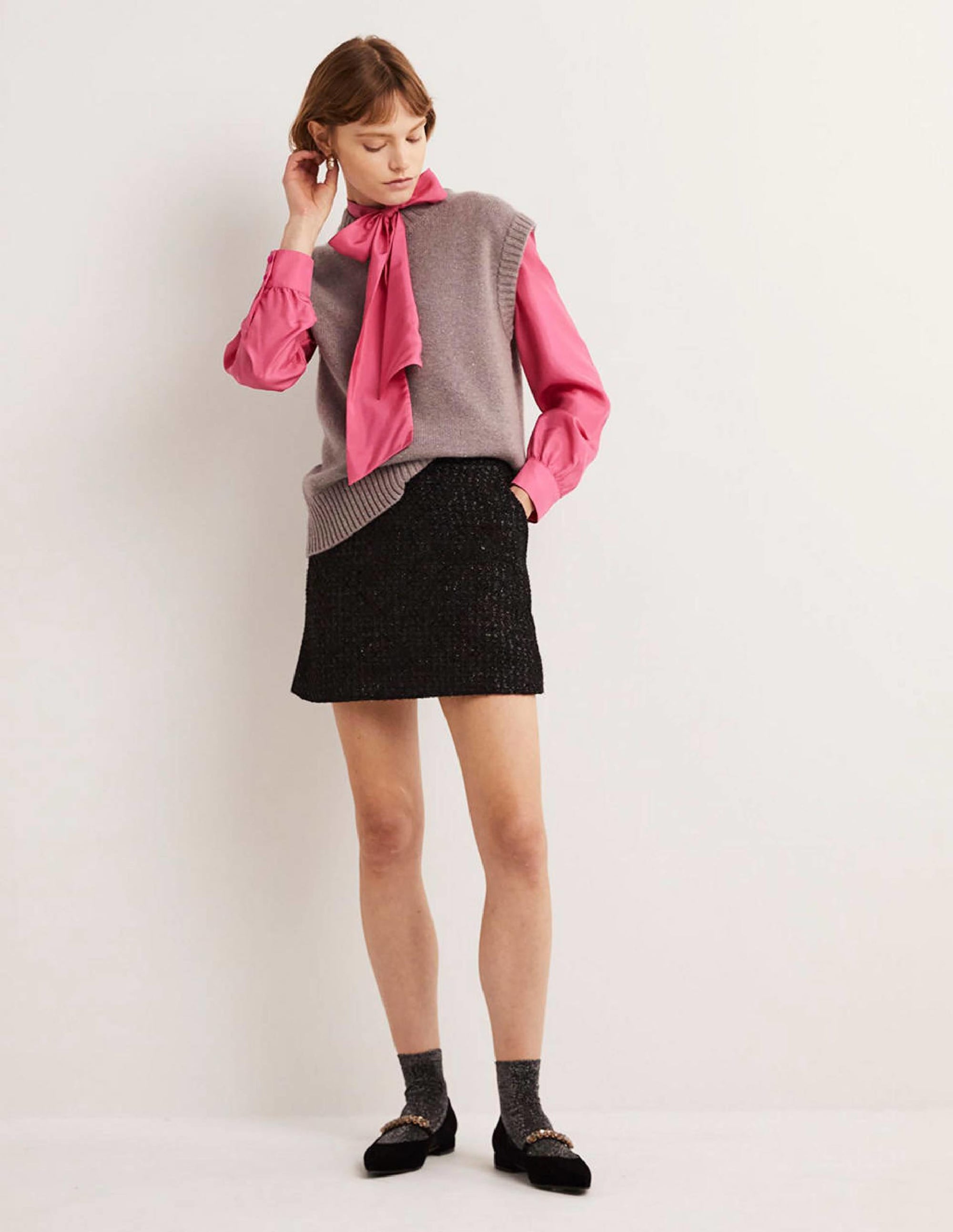 Tweed Metallic Mini Skirt-Shimmery Tweed - Image 5