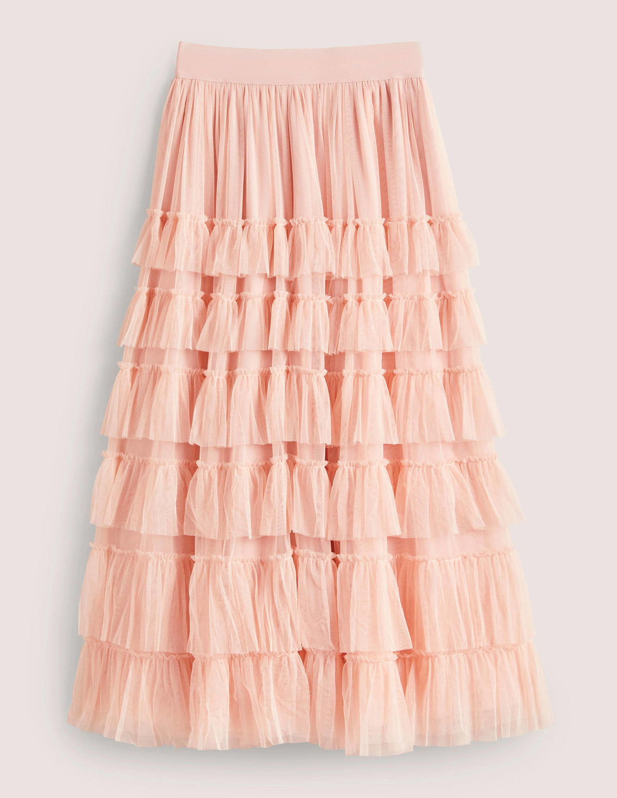 Pink Ruffle Tulle Midi Skirt-Antique Rose - Image 5