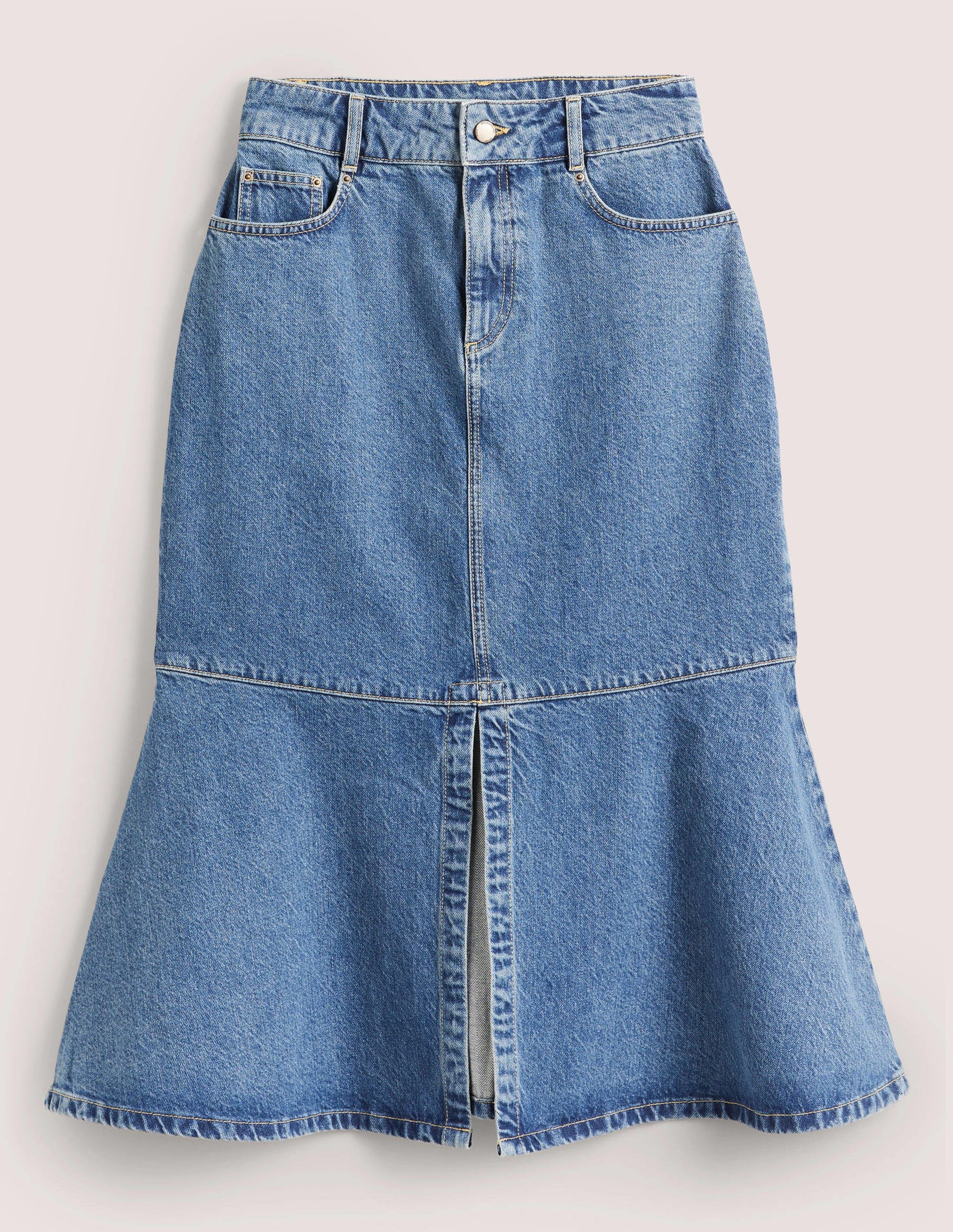 Flared Denim Midi Skirt-Light Vintage-5
