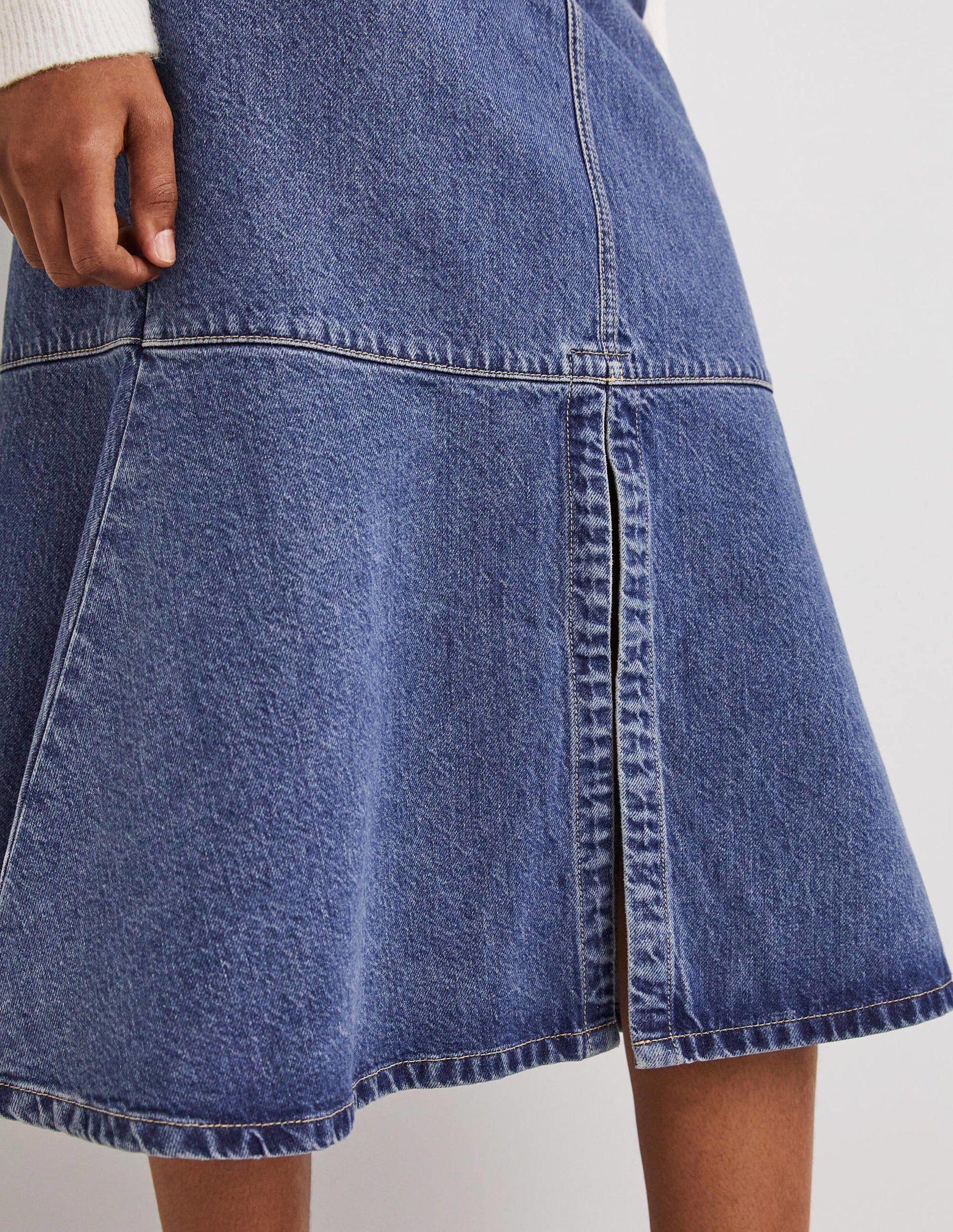 Flared Denim Midi Skirt-Light Vintage-2