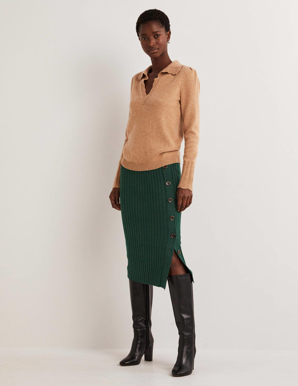Knitted Column Skirt-Cavolo Nero-1