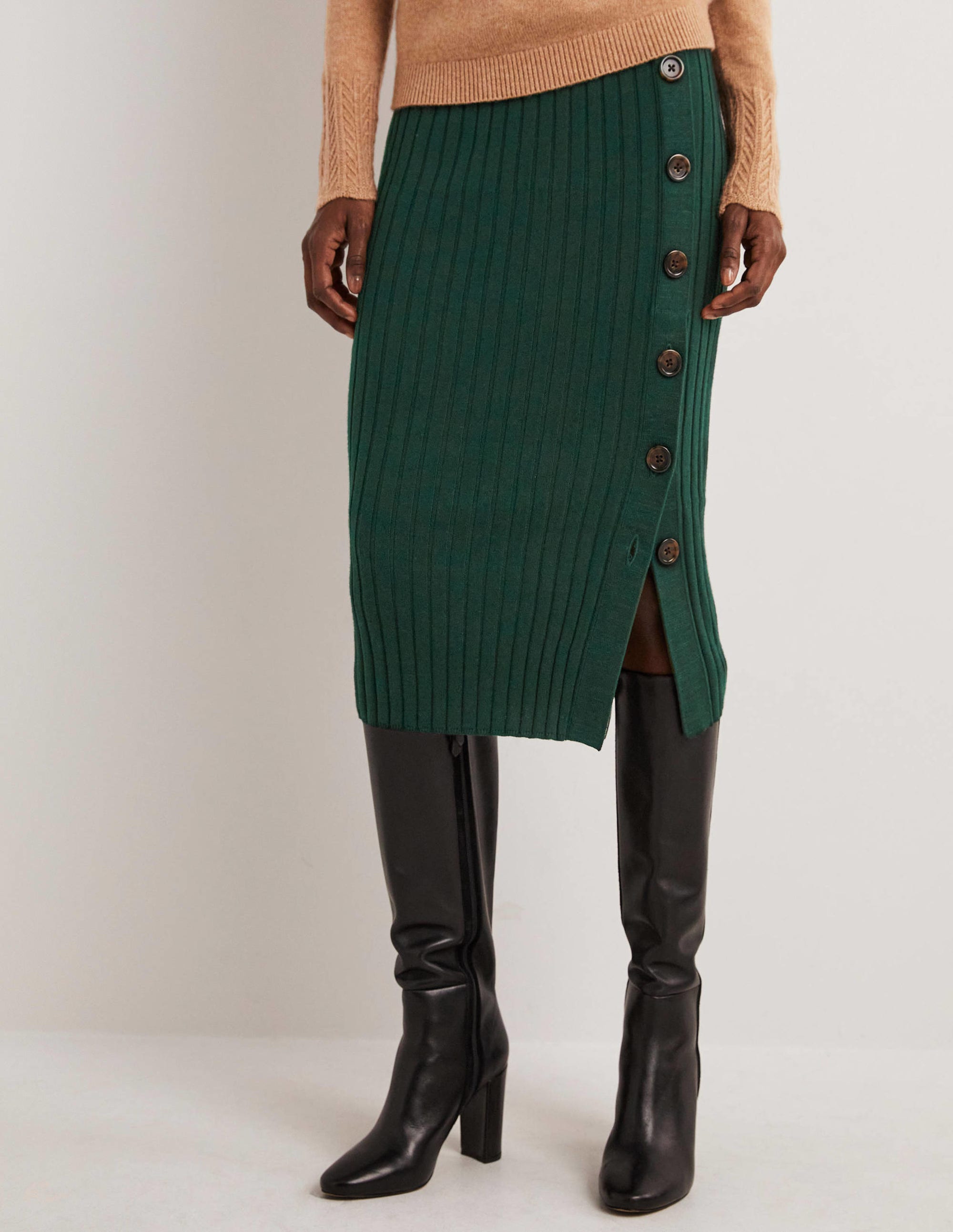 Knitted Column Skirt-Cavolo Nero - Image 4