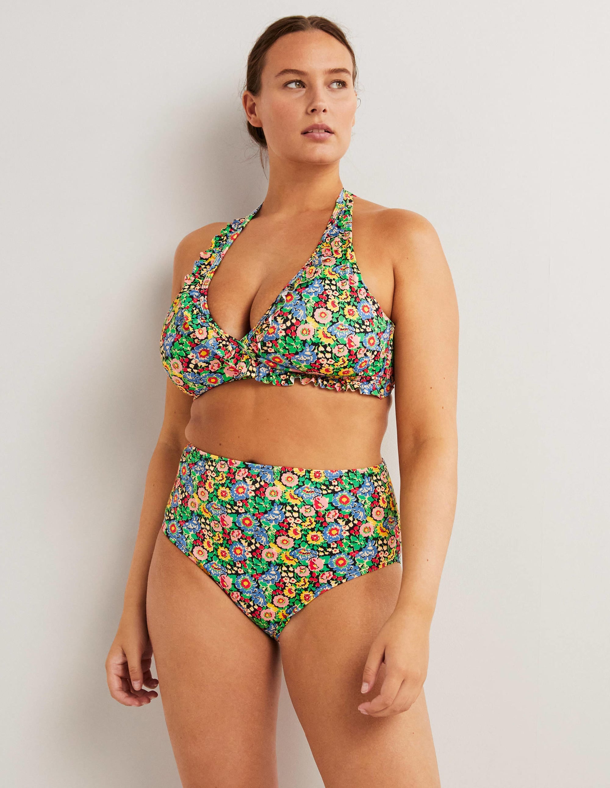 High Waisted Bikini Bottoms-Multi, Flora Illusion - Image 1